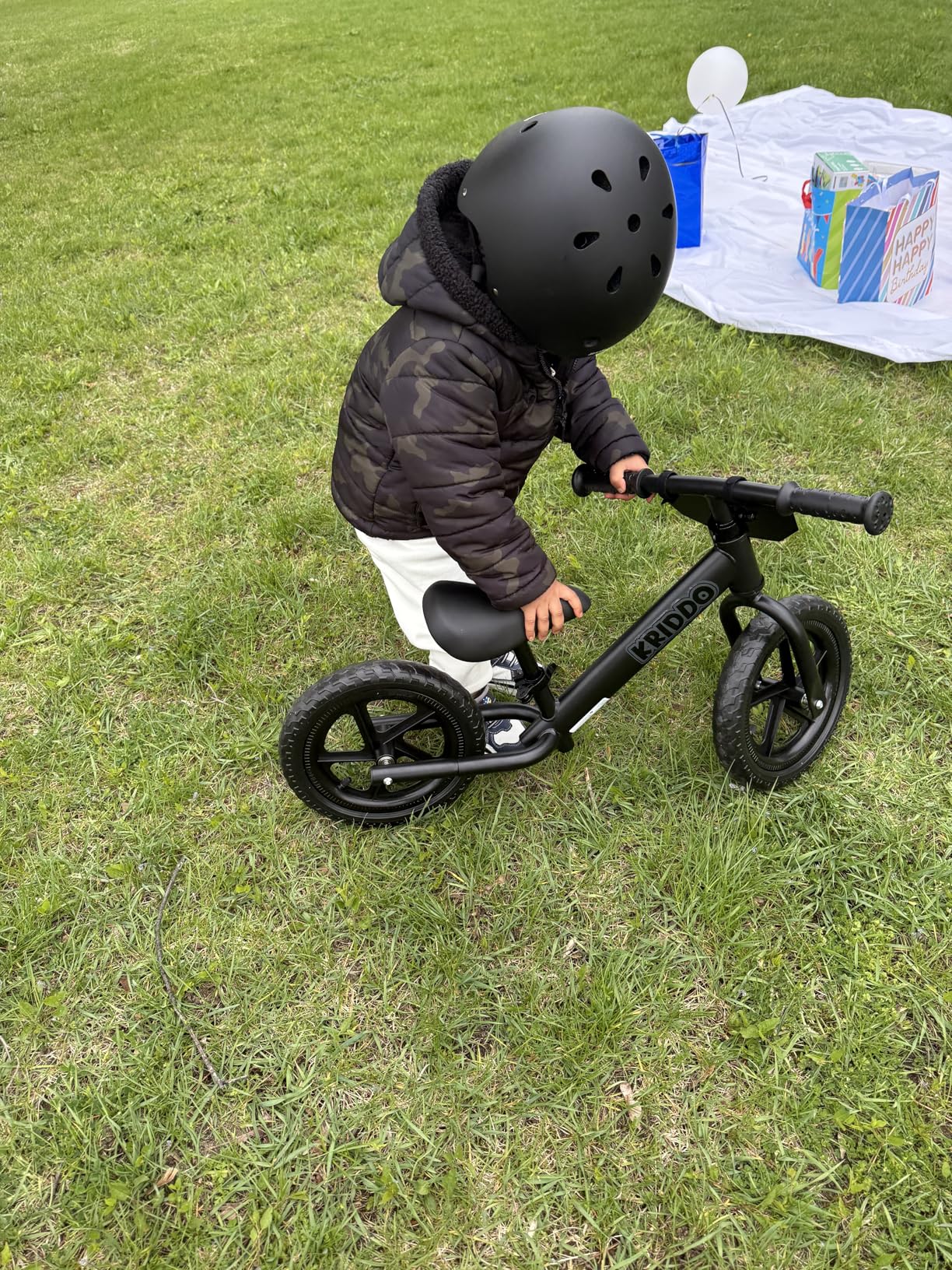 KRIDDO Balance Bike 2 Year Old, Tool-Free Adjustable Toddler Bike | Easy to Assemble, Personalized Plate with 3 Sticker Sets, White, 2 Year Old Boy Birthday Gift customer photo 2