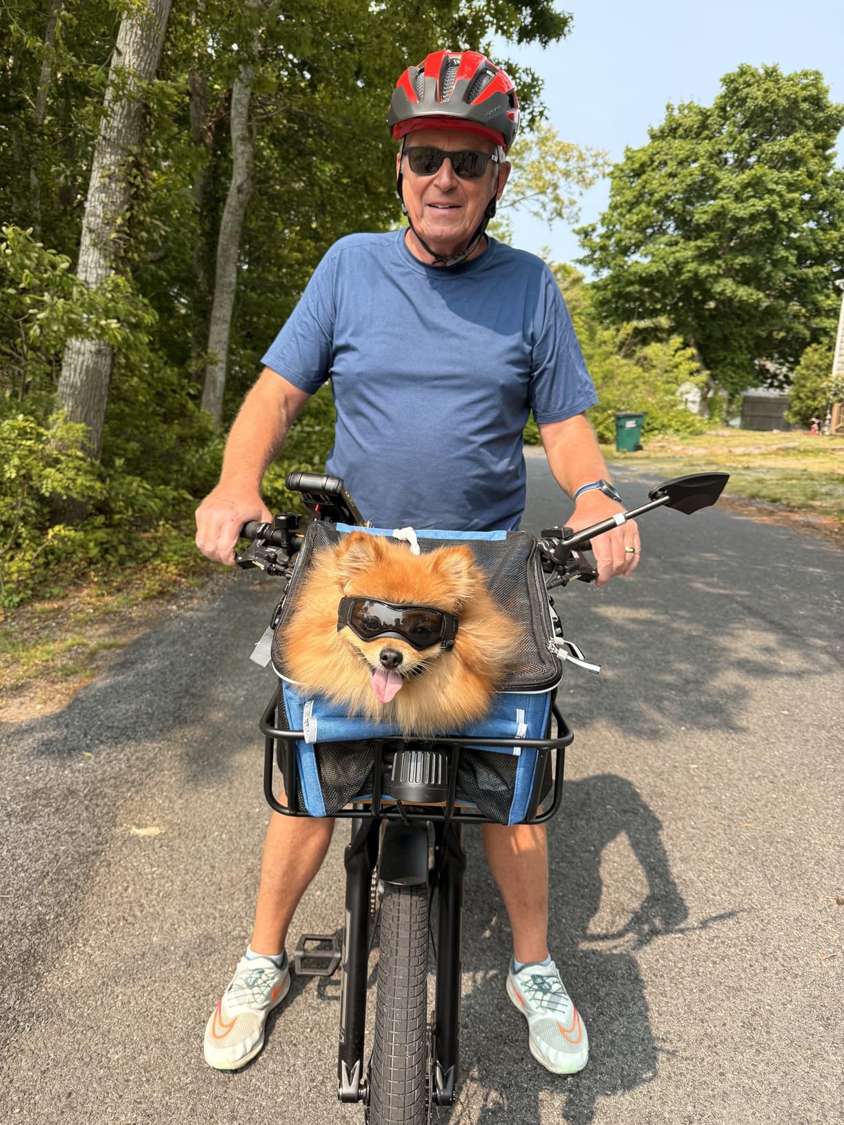 Dog Bike Basket, Soft-Sided Dog Bike Carrier with 4 Mesh Windows for Small Dog Cat Puppies - Grey customer photo 1