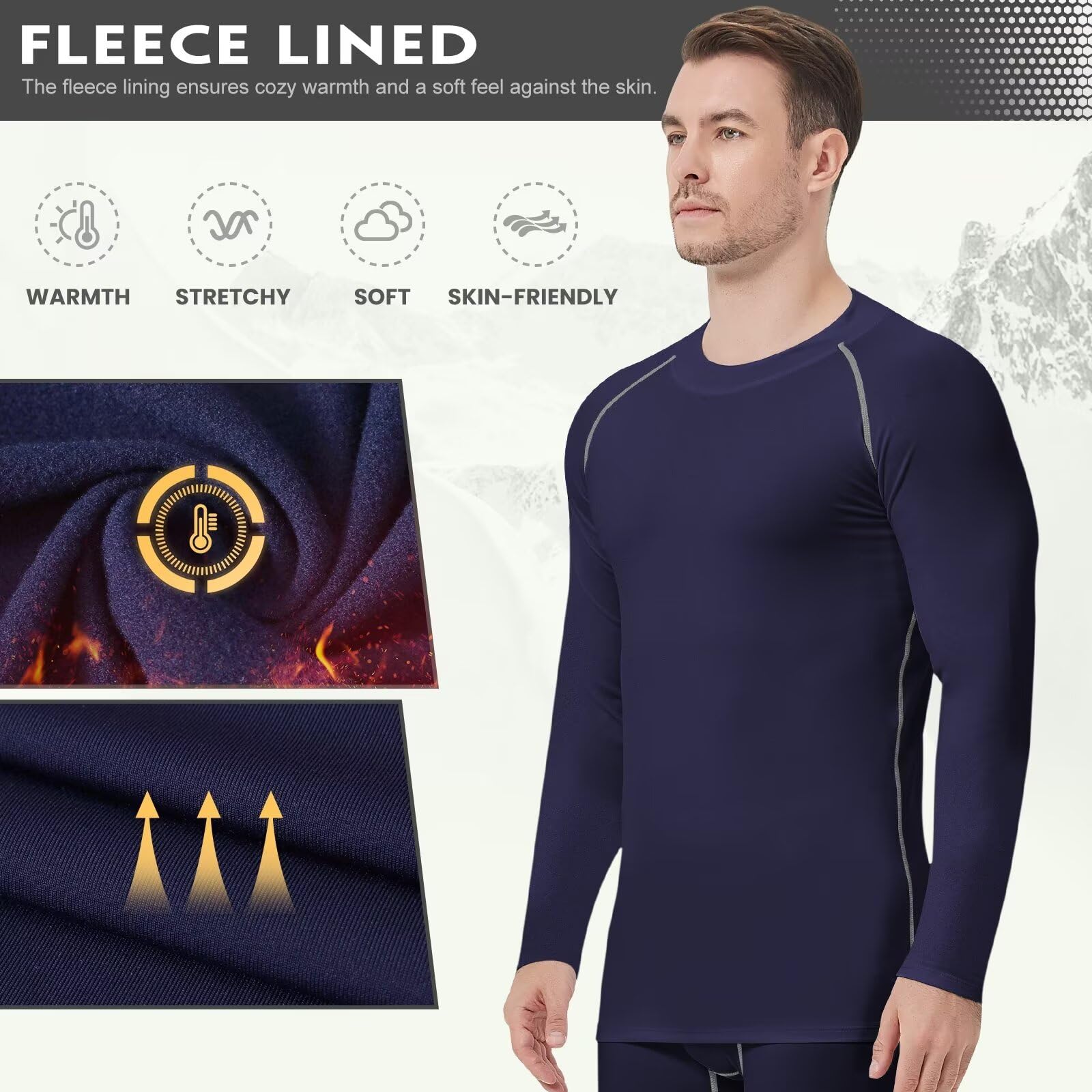 Mens Thermal Shirts Long Sleeve UPF 50+ Running Cycling Ski Base Layer Top, Sweat Wicking Cool customer photo 2