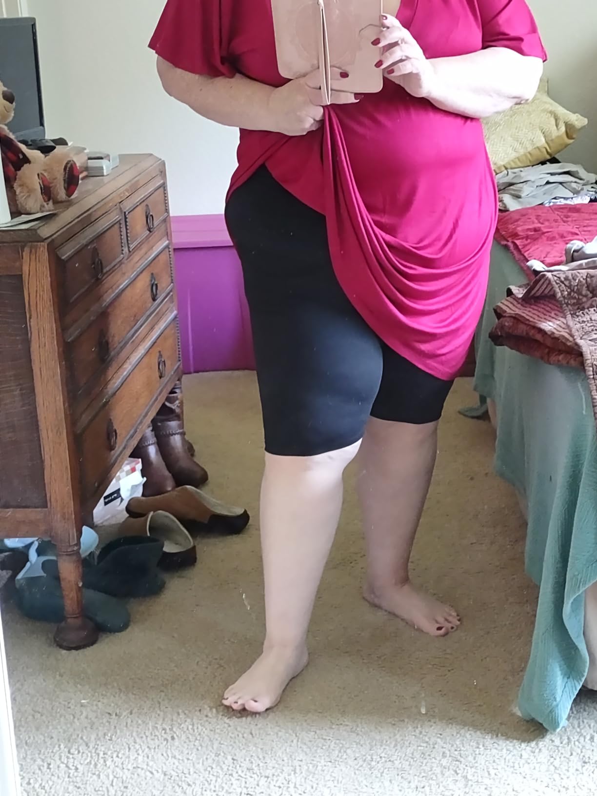 Hi Clasmix 3 Pack Plus Size Biker Shorts for Women(1X-4X)-High Waisted Non-See Through Workout Super Soft Black Yoga Shorts customer photo 2