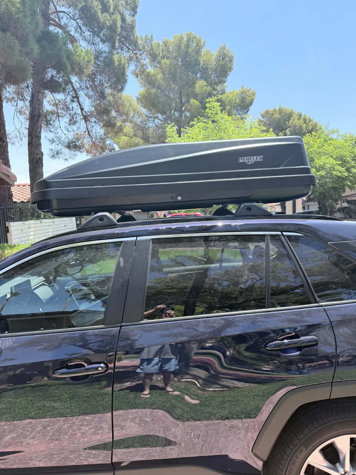 Exclusive Rooftop Cargo Box Carrier Large 17.7 Cubic Feet Car Top Mount Travel Luggage Storage, Dual Side Opening, 130 Lbs Weight Capacity, Extra Keys, Straps (White) customer photo 1