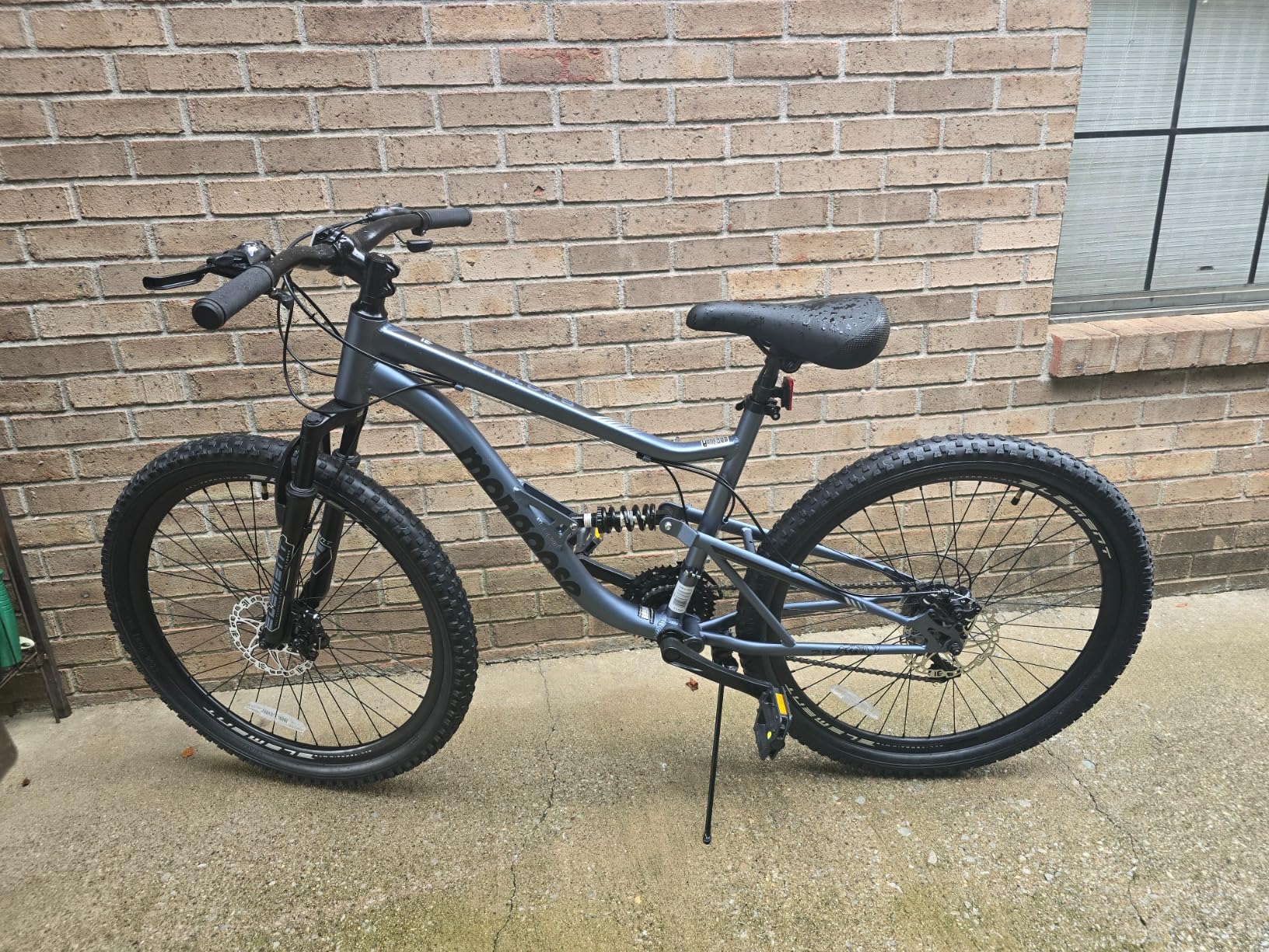 Mongoose Status Mountain Bike, 27.5 Inch Bike for Men and Women, 21 Speed, Aluminum Suspension Frame, Steel Rear Triangle, Dual Suspension, Knobby Mountain Tires, Mechanical Disc Brakes, Adult Bicycle customer photo 1
