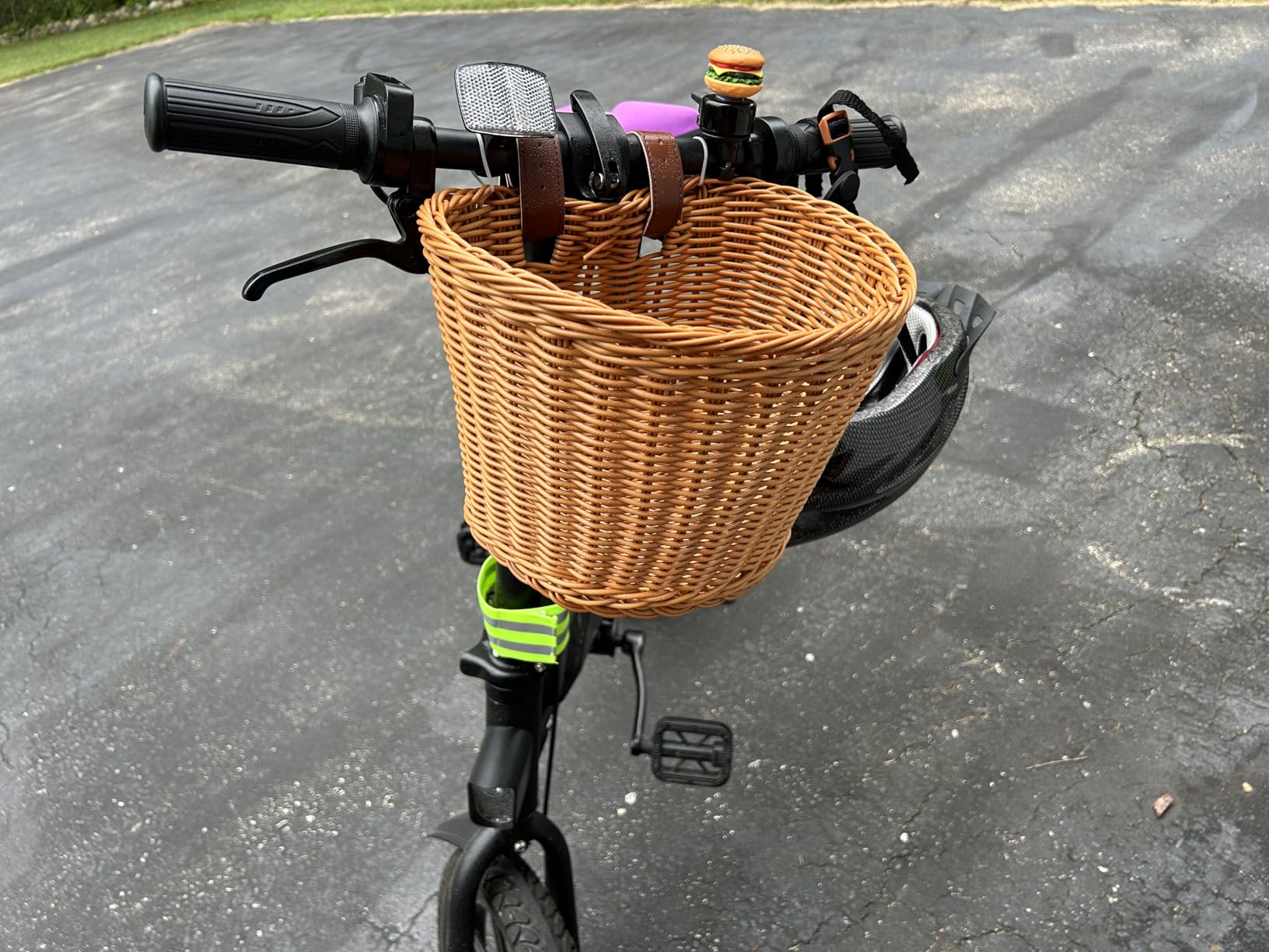 Woven Plastic Bike Baskets - Front D-Shaped Bike Bicycle Basket | Handlebar Storage Container with 2 Adjustable Leather Straps customer photo 2