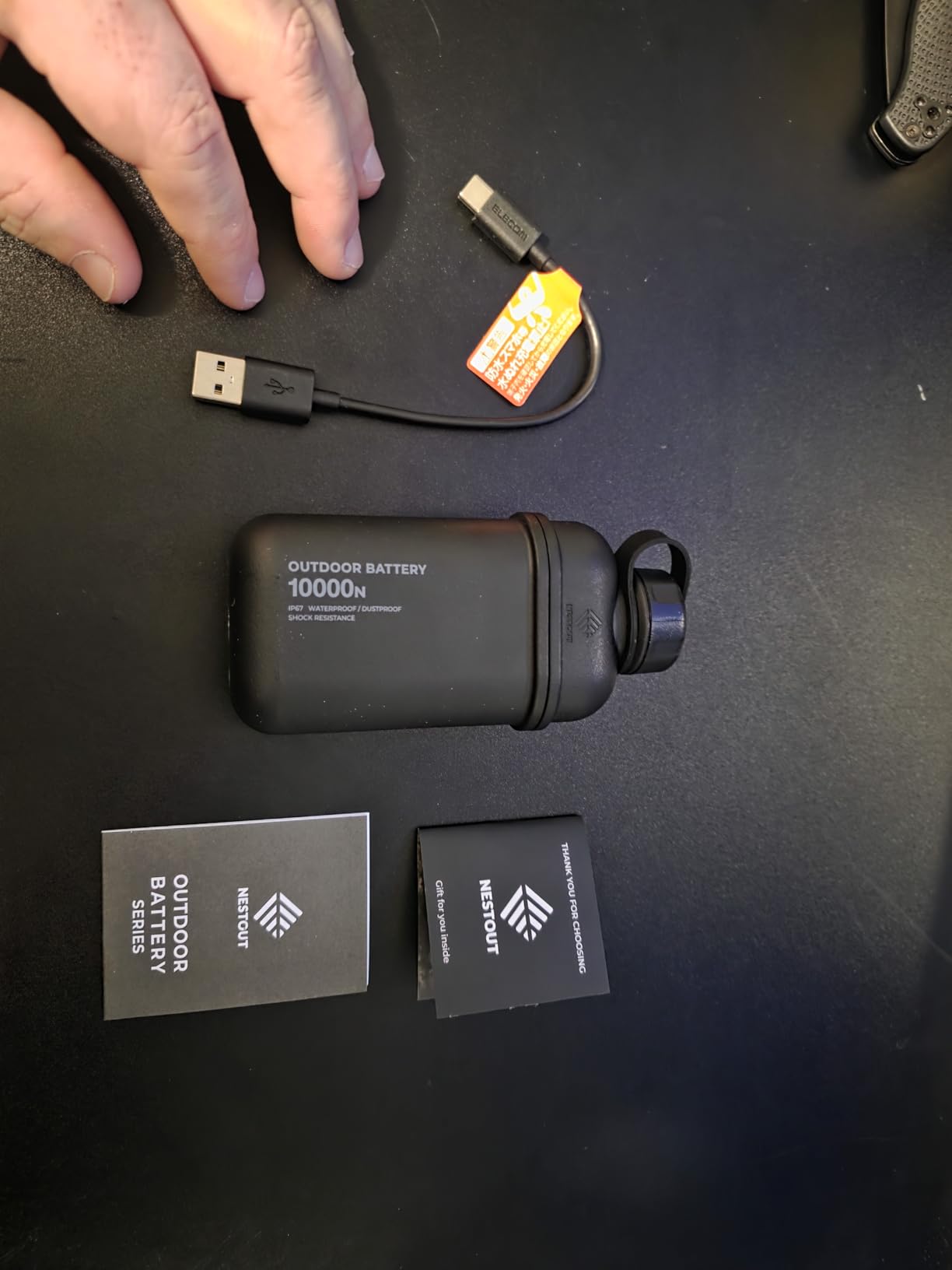 ELECOM NESTOUT 10000mAh Rugged Power Bank, Outdoor Battery Pack, 20W USB C Fast Charging PD, Waterproof IP67, Shockproof Military Grade, Tactical EDC Gear, Camping, Hiking, Hunting, Survival (Black) customer photo 1