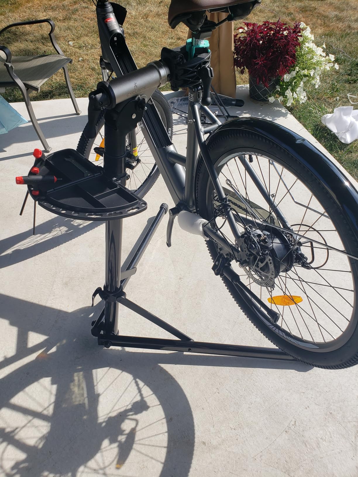 cyclists Bike Repair Stand (Max Load 110lbs) - Bike Stand for Workstand Maintenance - E Bike Repair Stand Bicycle Shop Home Mechanics for Mountain Bike and Road Bike customer photo 2