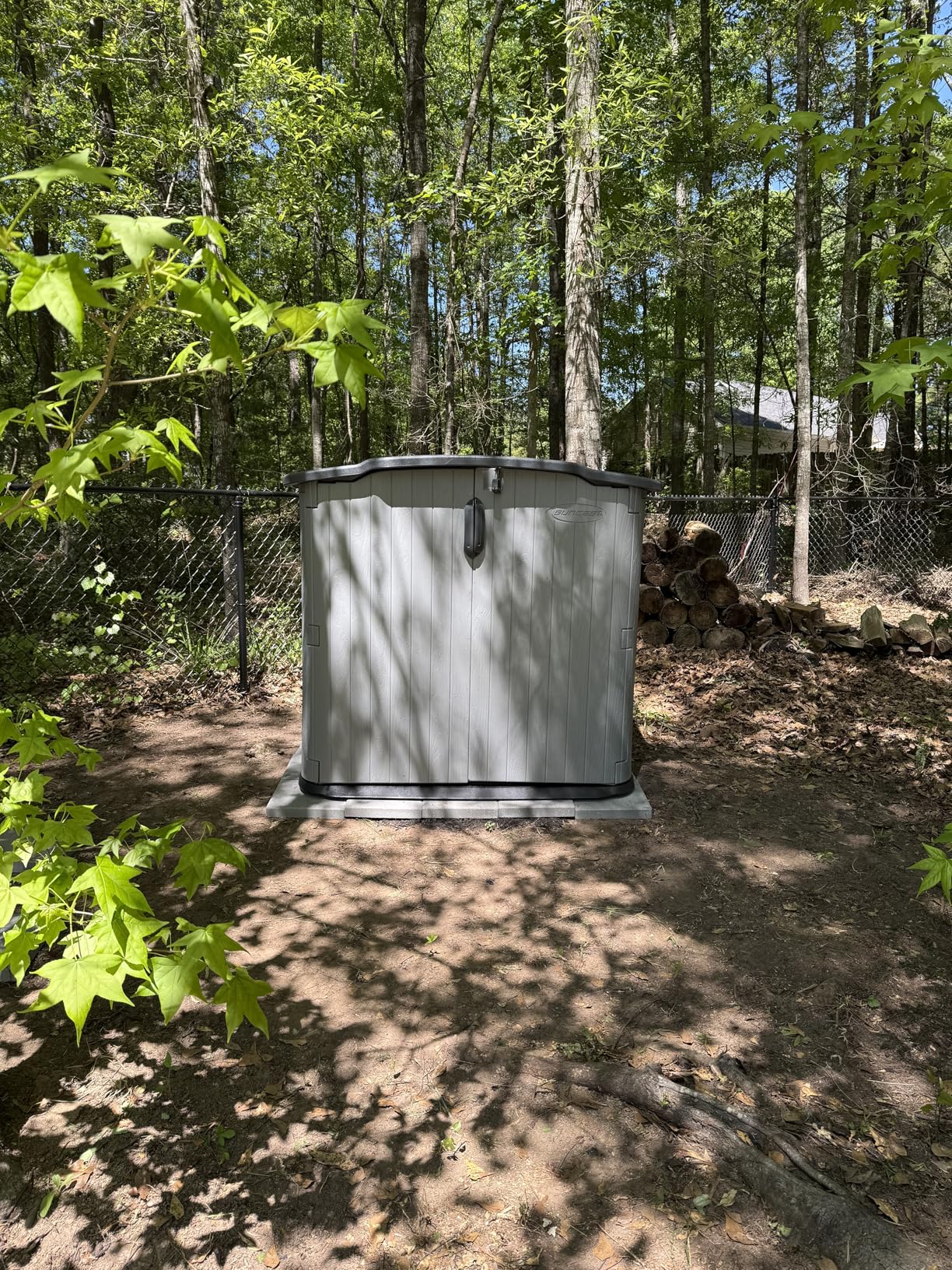 Suncast Glidetop 98 Cubic Foot Horizontal Shed Storage, Outdoor Waterproof Resin Floor Home Patio Deck Box for Garden and Tools, Dove Gray customer photo 2