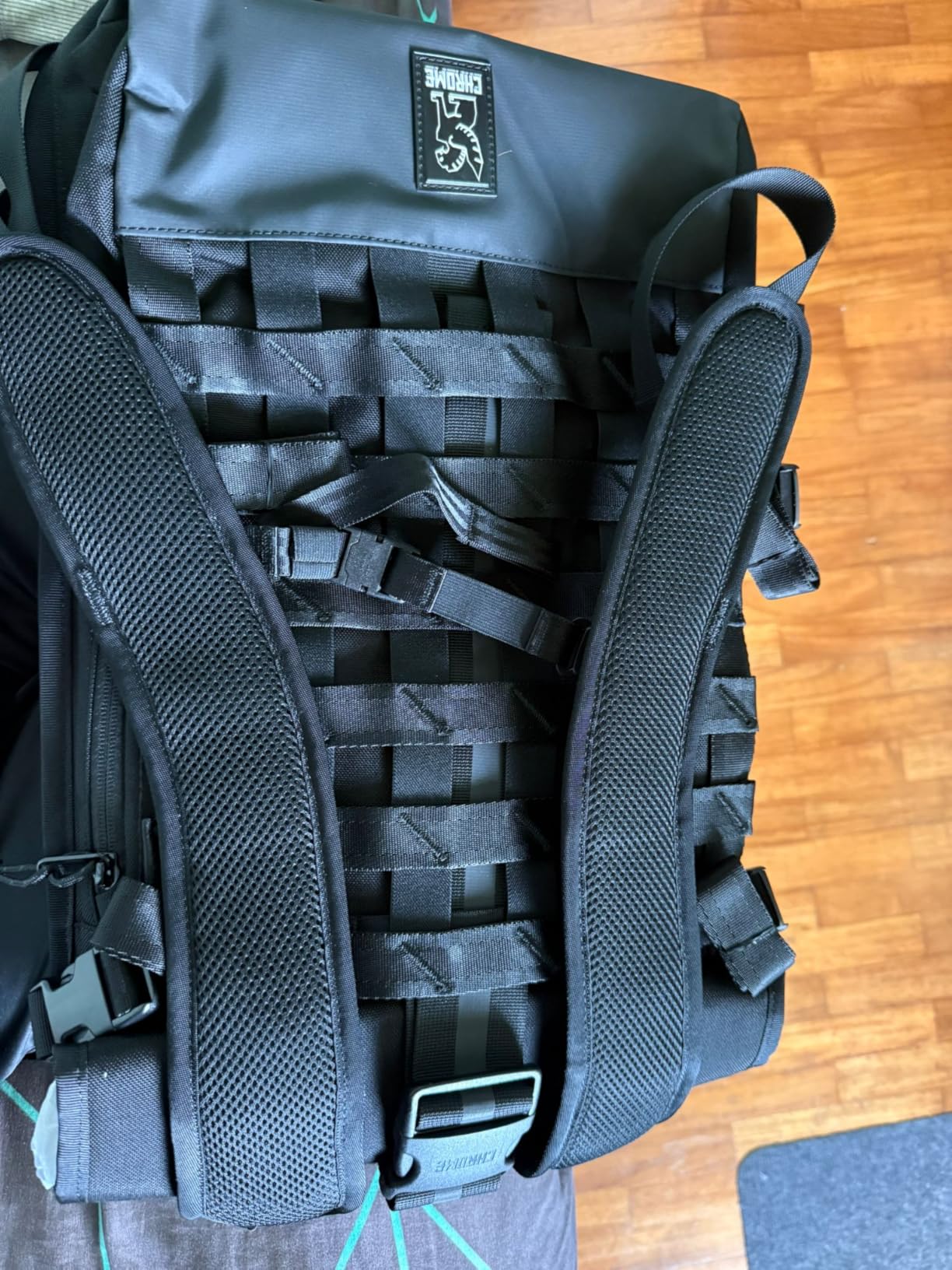 Chrome Industries Barrage 22L Black Roll-Top Backpack - Water Resistant Bag for Work, School, Travel - Features Cargo Net & Laptop Pocket customer photo 1