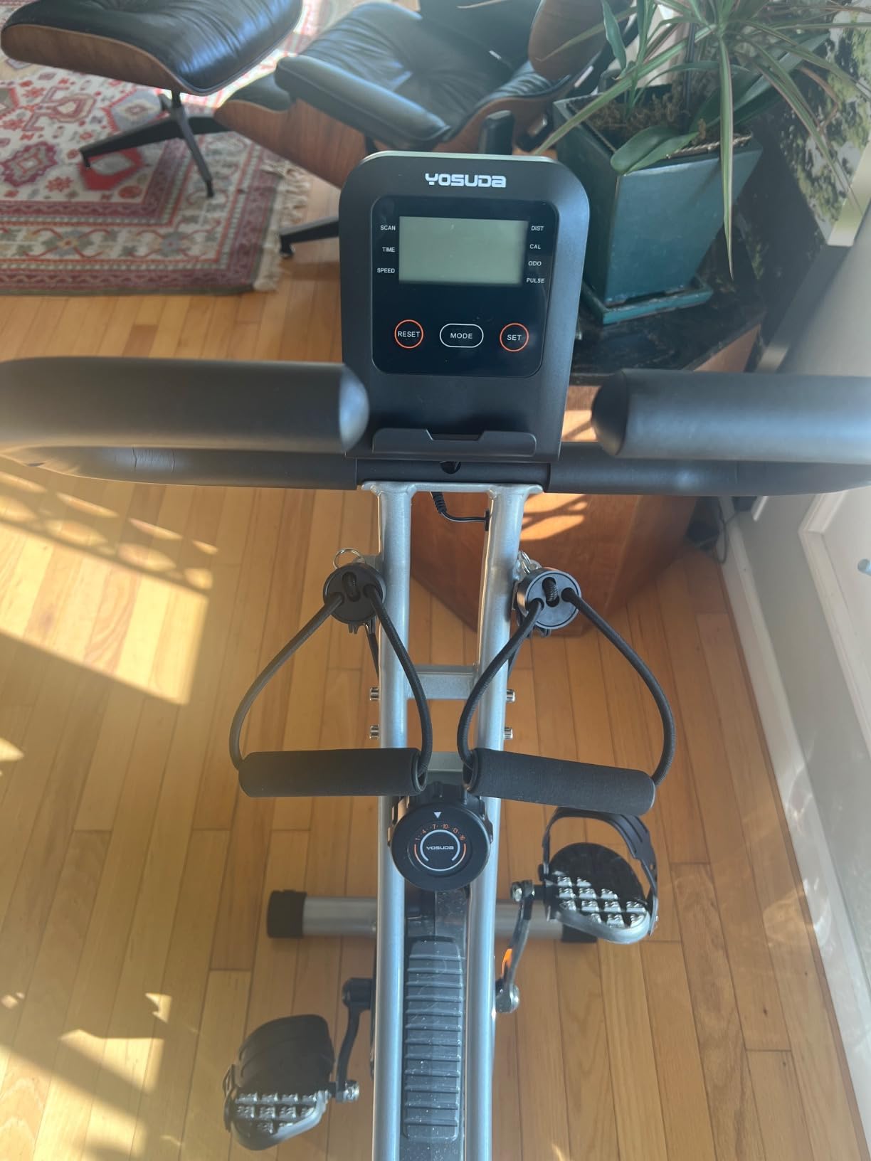 YOSUDA Folding Exercise Bike - 5 IN 1 Foldable Stationary Bike for Home Gym Workout, Upgraded Indoor Cycling Bikes with 6.6 LBS Flywheel, 380 LBS Capacity and 16-Level Magnetic Resistance, Back Support Cushion customer photo 2