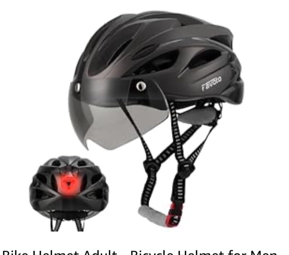 Favoto Bike Helmet Adult - Bicycle Helmet for Men Women Lightweight Cycling Helmets with Led Light Detachable Magnetic Goggles, Breathable Road Bike Mountain Ebike Helmets Adjustable Dial Fit customer photo 1