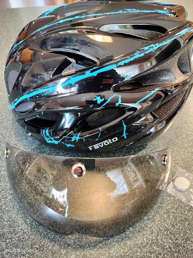 Favoto Bike Helmet Adult - Bicycle Helmet for Men Women Lightweight Cycling Helmets with Led Light Detachable Magnetic Goggles, Breathable Road Bike Mountain Ebike Helmets Adjustable Dial Fit customer photo 2