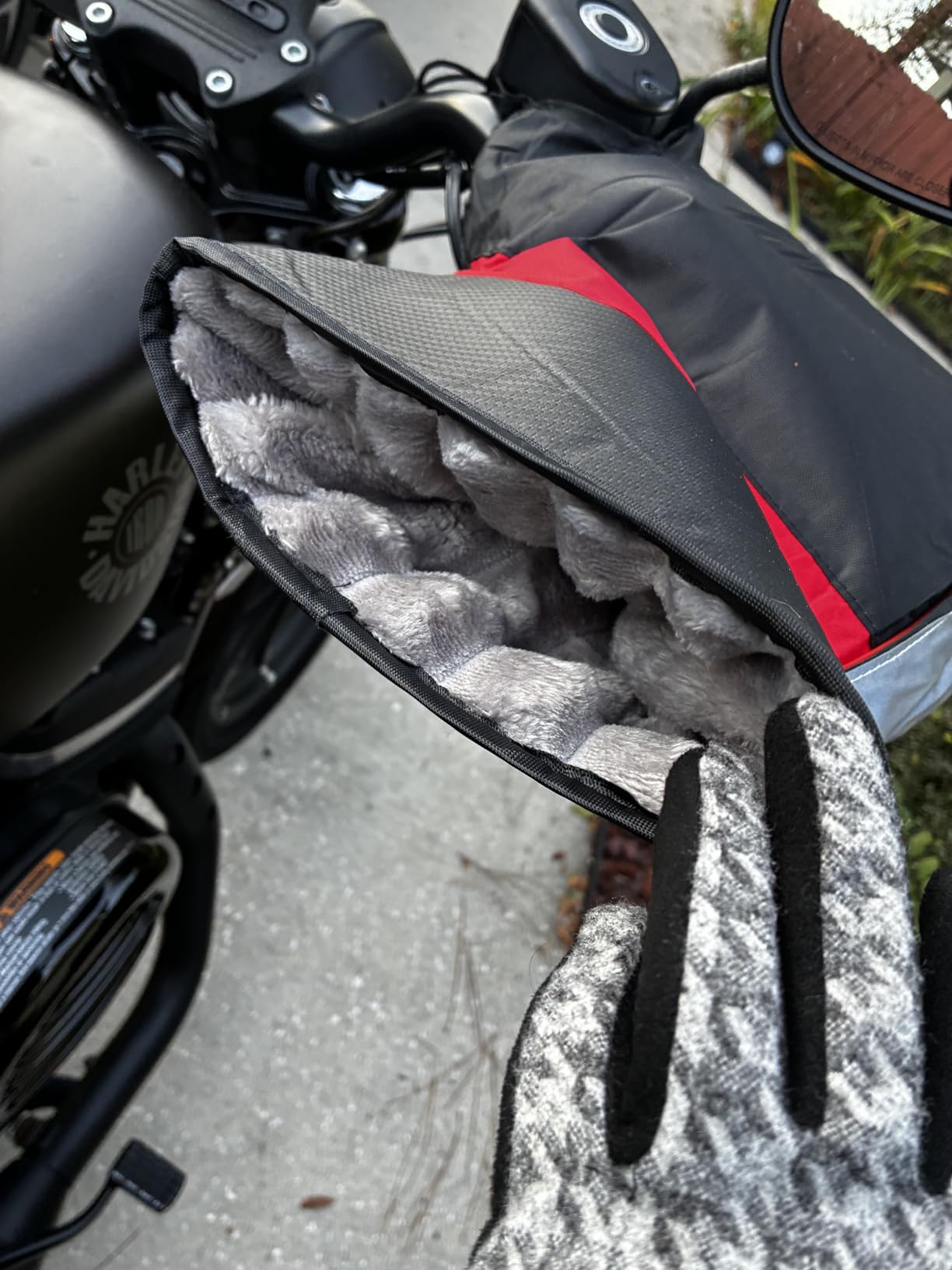 Waterproof ATV Hand Muffs Motorcycle Handlebar Gloves with Reflective Strip Windproof Snowmobile Handle Grip Gauntlets Mittens Winter Scooter Hand Warmer Covers customer photo 2