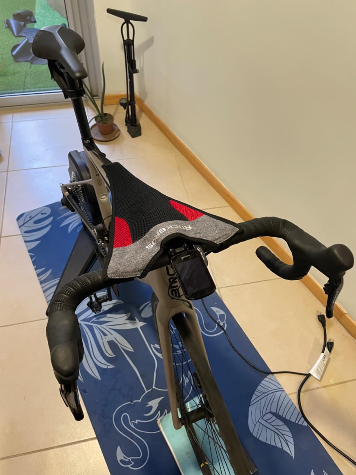 ROCKBROS Bike Sweat Guard, 11'' Wider Bike Trainer Sweat Guard, Sweat Net for Indoor Cycling Training customer photo 2
