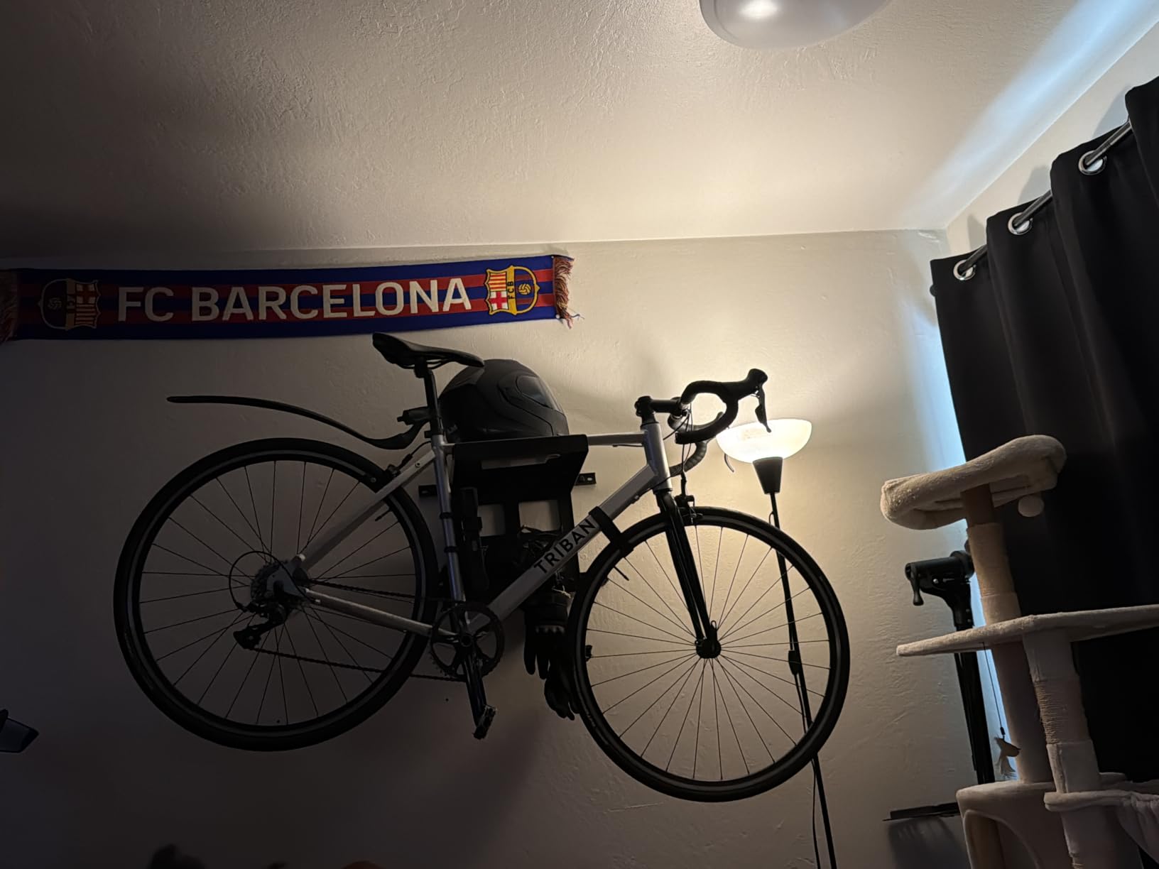 Mount-It! Bike Wall Mount Rack with Shelf and Hooks, Horizontal Indoor Bike Rack Garage Home, Space Saving Wall Mounted Hanger for a single Road, Mountain or other Bicycle with Extra Storage, Black customer photo 1