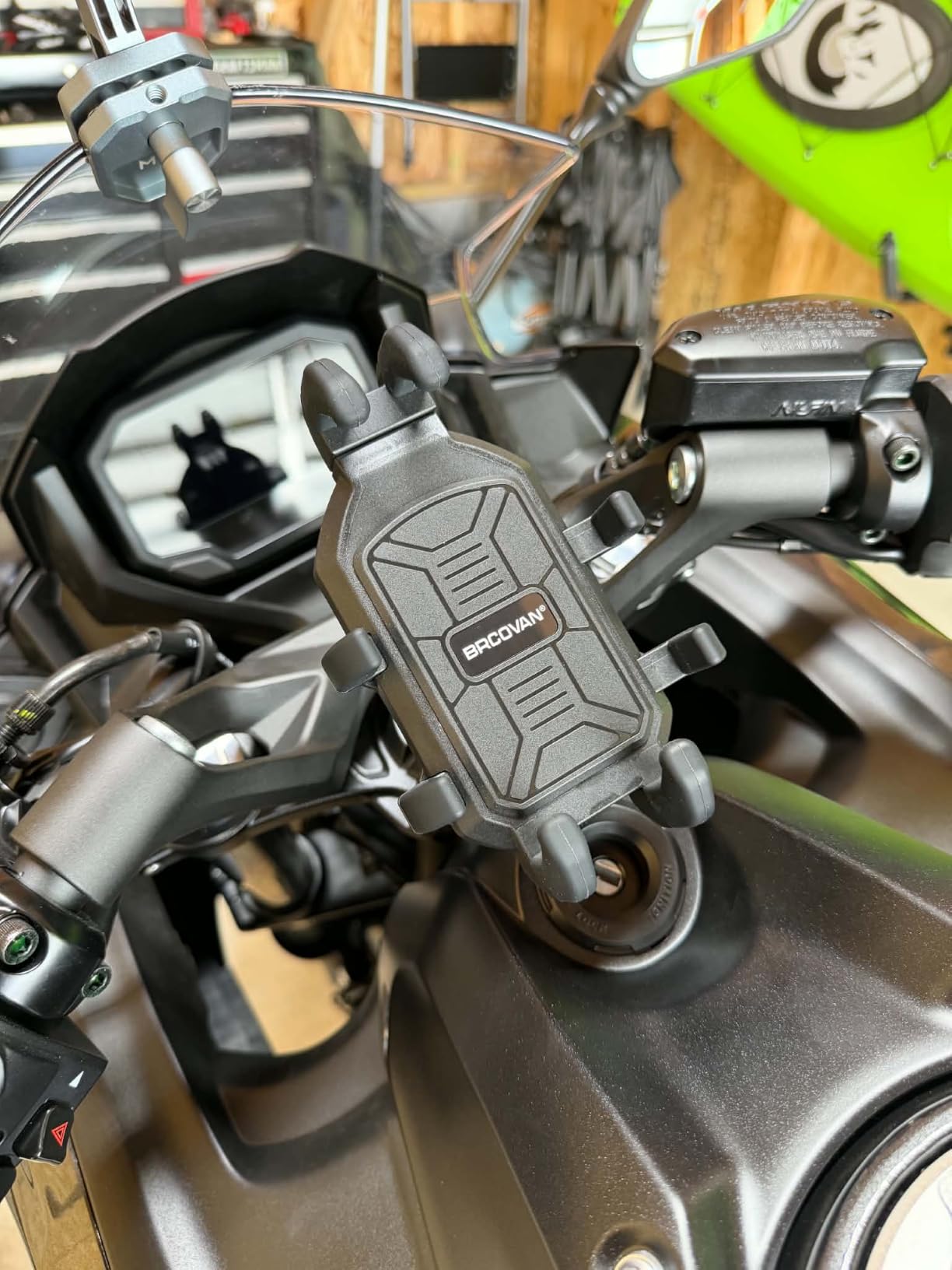BRCOVAN Motorcycle Fork Stem Phone Mount with Vibration Dampener | Heavy Duty Cellphone Holder Fit Stem Tubes 12mm-25.4mm in Diameter, Adjustable for 5.4 - 6.9'' Smartphone customer photo 1