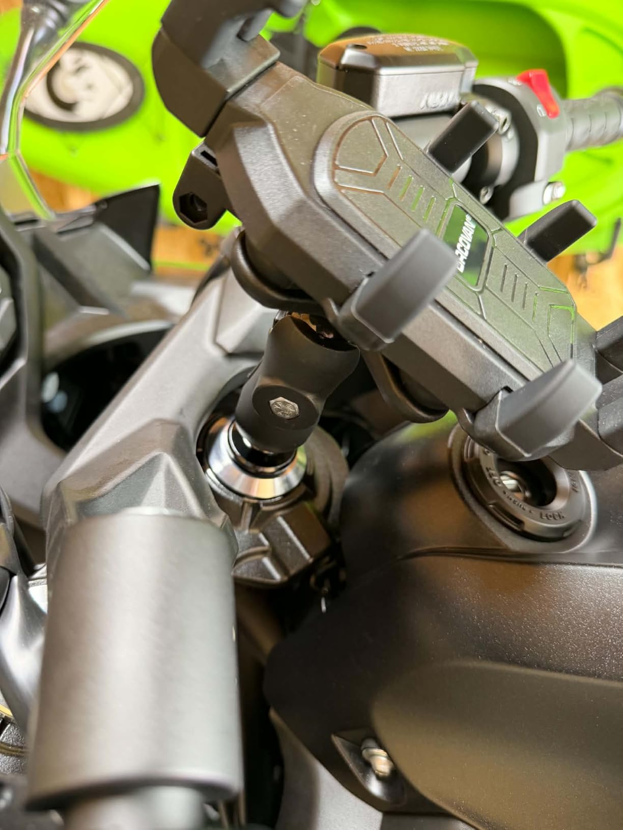 BRCOVAN Motorcycle Fork Stem Phone Mount with Vibration Dampener | Heavy Duty Cellphone Holder Fit Stem Tubes 12mm-25.4mm in Diameter, Adjustable for 5.4 - 6.9'' Smartphone customer photo 2