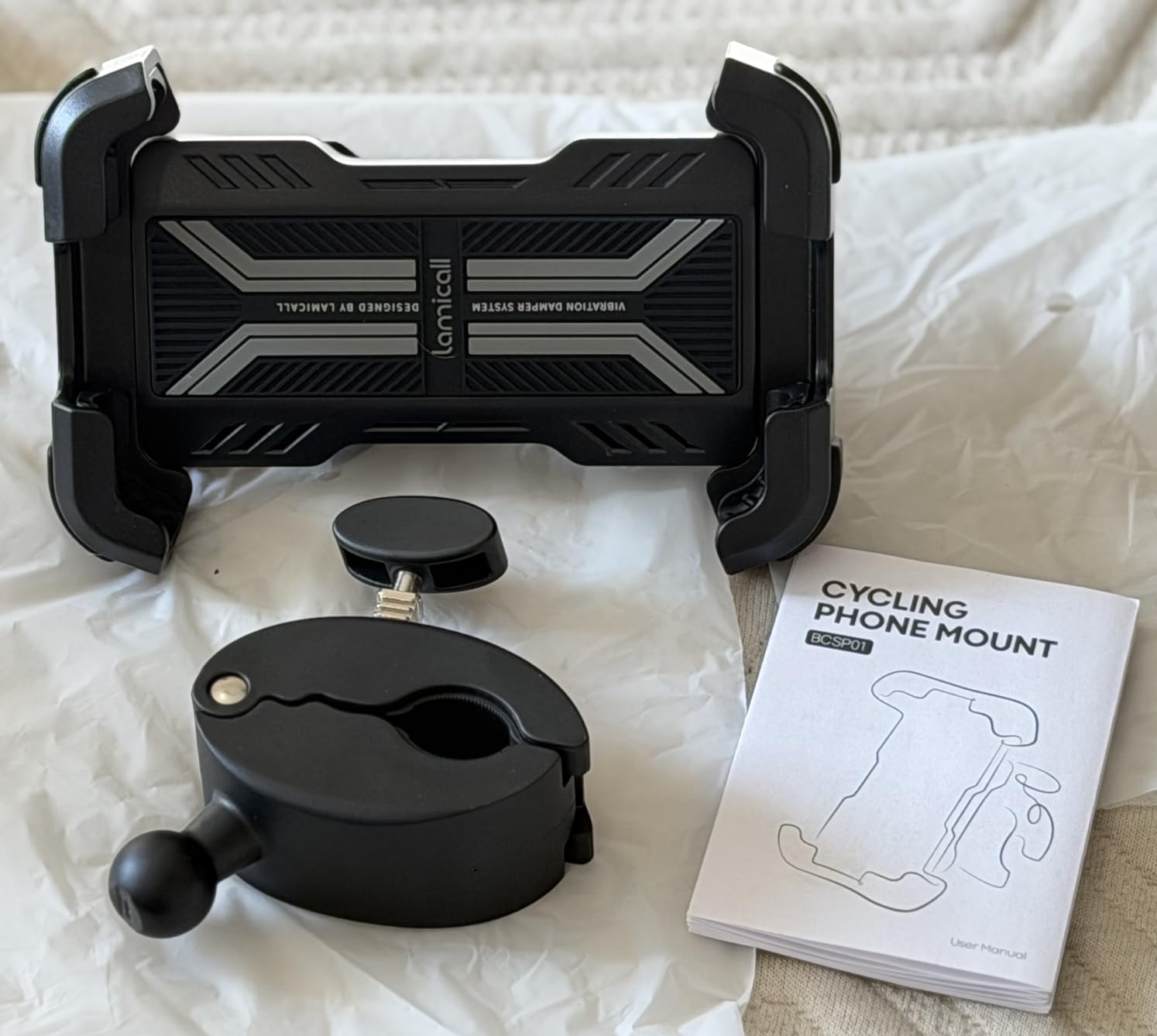 Lamicall Motorcycle Phone Mount Holder with Dual Vibration Dampener | Upgrade Handlebar Clip, Motorcycle Cell Phone Holder, Bike Phone Mount, for iPhone Pro Max, 4.7-6.7
