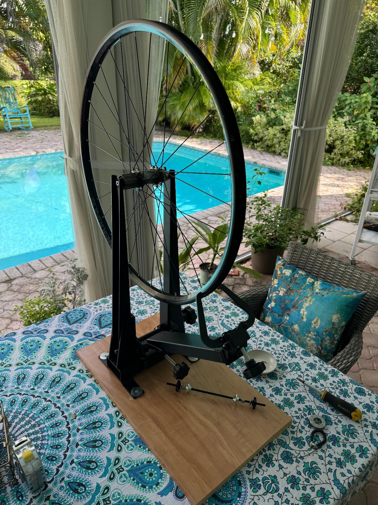 CyclingDeal Bicycle Wheel Truing Stand - Essential Maintenance Tool for Rim Truing with Heavy-Duty Base - Fits Wheel Sizes up to 29