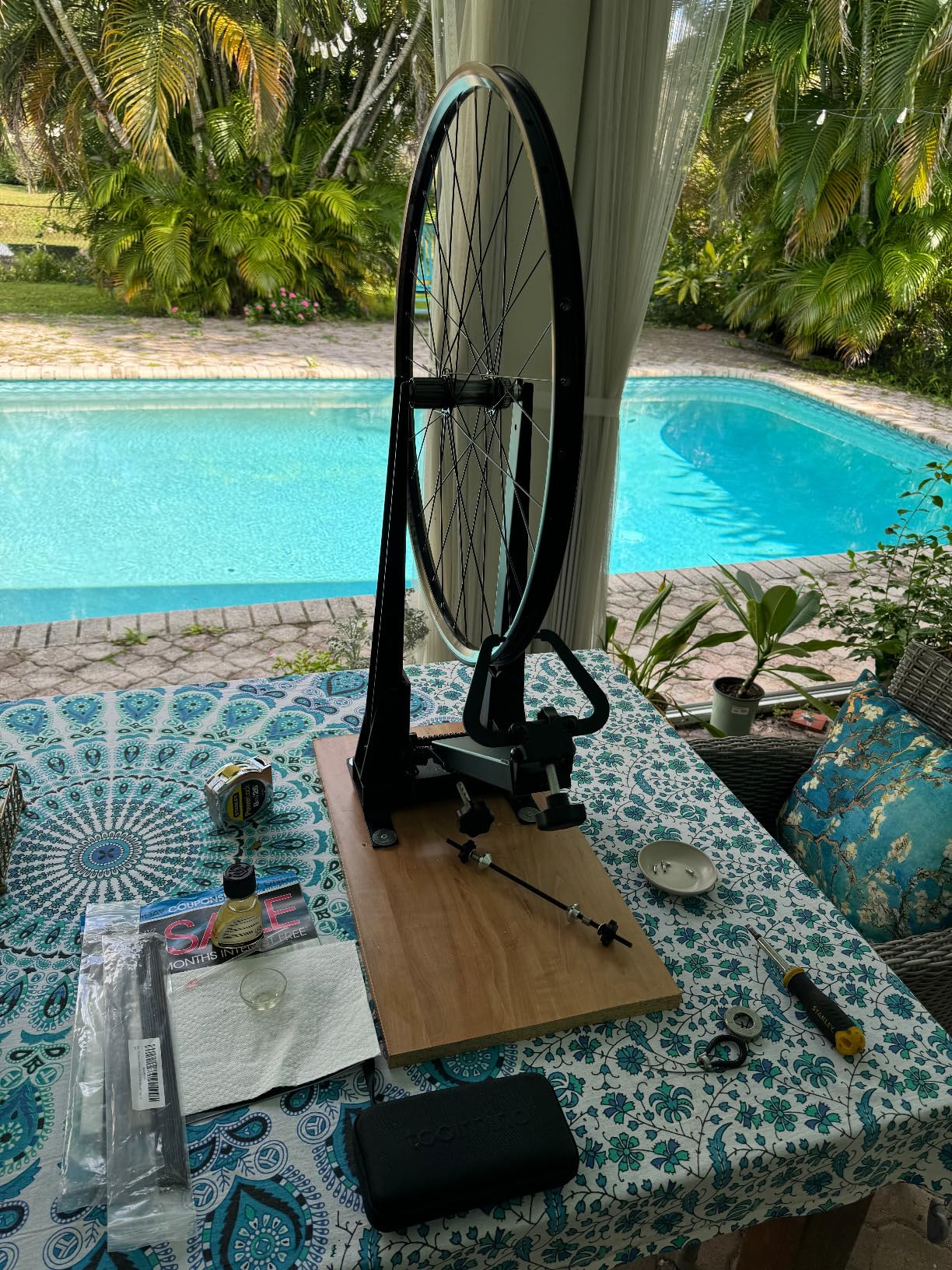 CyclingDeal Bicycle Wheel Truing Stand - Essential Maintenance Tool for Rim Truing with Heavy-Duty Base - Fits Wheel Sizes up to 29