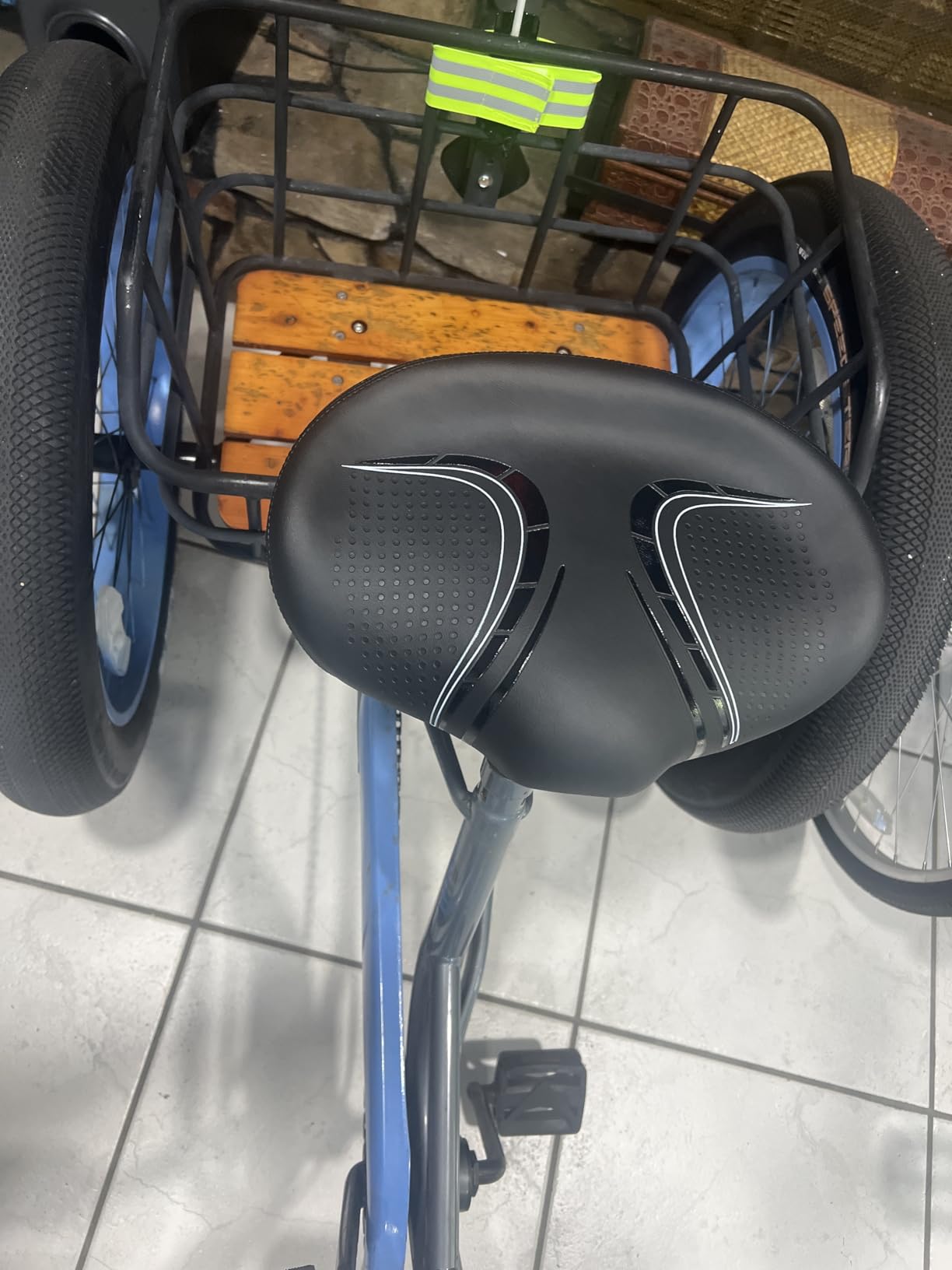 BLUEWIND Noseless Oversized Bike Seat, Wide Bicycle Saddle Novel Backrest Design for Electric Bike, Fits Most Exercise Bike or Road Stationary Bike Seat Cushion for Men & Women customer photo 1