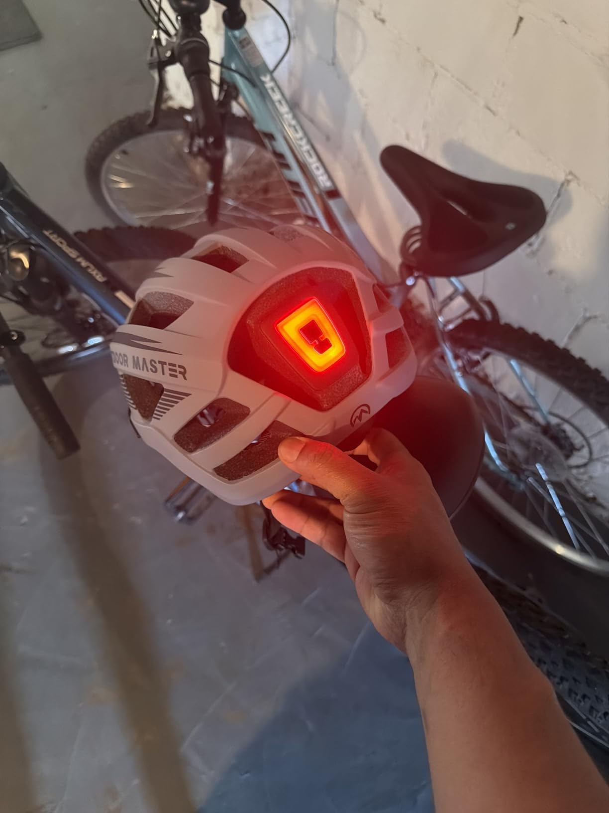 OutdoorMaster Adult Bike Helmet LED Light & Magnetic Goggles | Rechargeable Rear LED Light, Detachable Magnetic Goggles, Removable Sun Visor, Breathable Padding, Lightweight, Fit Well customer photo 1