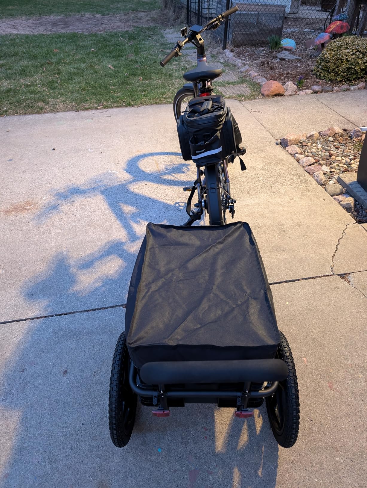 Xspec 2-in-1 Bike Cargo Trailer Pushcart, Bicycle Trailer with Removable Box and Waterproof Cover, Black, Pushcart Stroller with Tow Hitch and Removable Handlebar customer photo 2