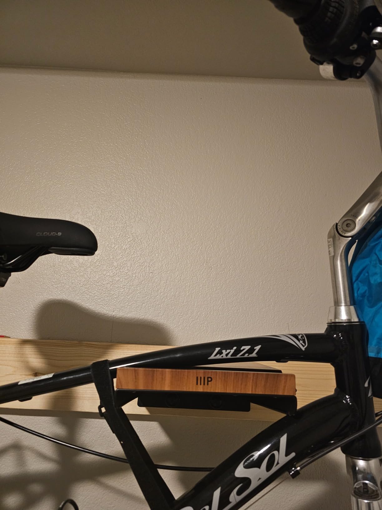Monoprice On-Wall Bike Storage Mount and Display Rack with Open Walnut Top Shelf, Compact Sturdy Design Bike Storage, Bicycle Hanger customer photo 2