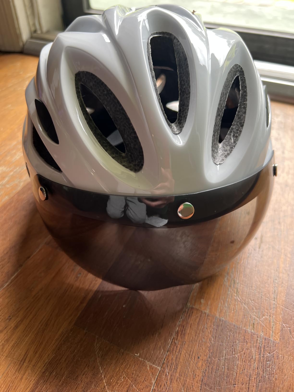 Bike Helmet with USB Rechargeable LED Light Detachable Goggles and Sun Visor, Mountain & Road Bicycle Helmets for Men Women Adult Cycling Helmets customer photo 1