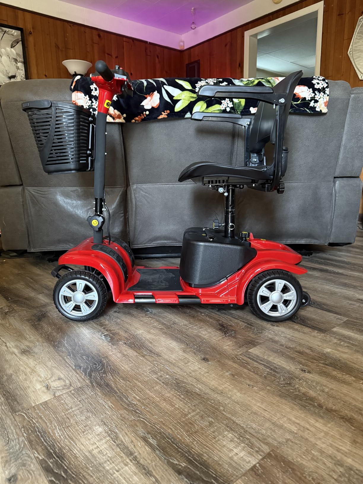Mobility Scooter for Adults, Senior, 4 Wheels Electric Powered Chargeable Device for Travel, Lightweight Mobility Scooter with LED Headlights and Basket, Charger Included (Silver/Black) customer photo 2