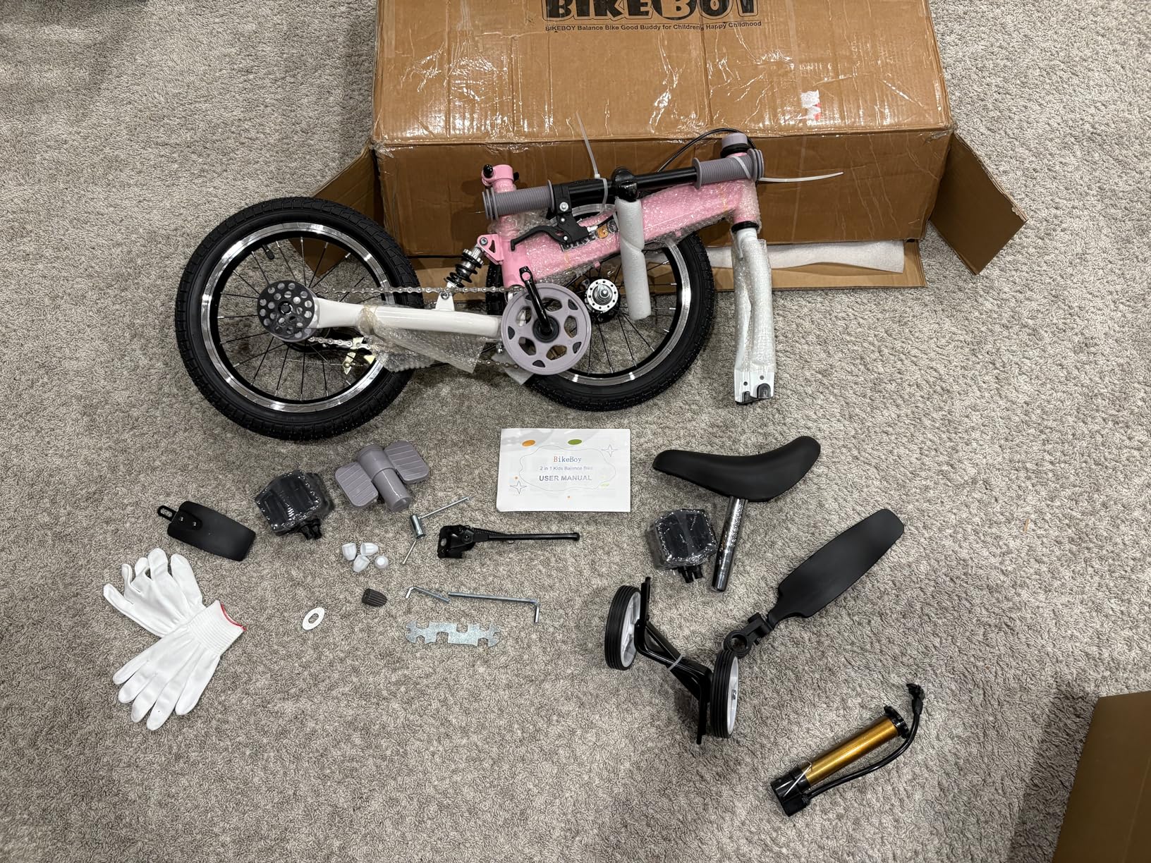 Balance Bike 2 in 1,The Dual Use of a Kids Balance Bike and Kids Bike,12 14 Inches for 2-6 Years Old,with Shock Absorbers, Fenders, Pedals, Auxiliary Wheels customer photo 1