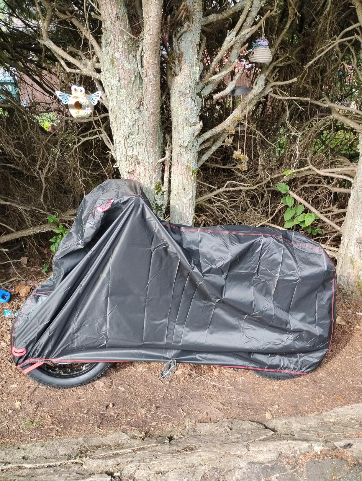 Topcrown Bike Cover Waterproof Outdoor Storage for 1/2/3 Bikes, Bicycle Cover Rain Sun UV Dust Wind Proof with Storage Bag for Mountain Road Bike/Ebike (210D Black+Green, XL Size for 1 bike) customer photo 1