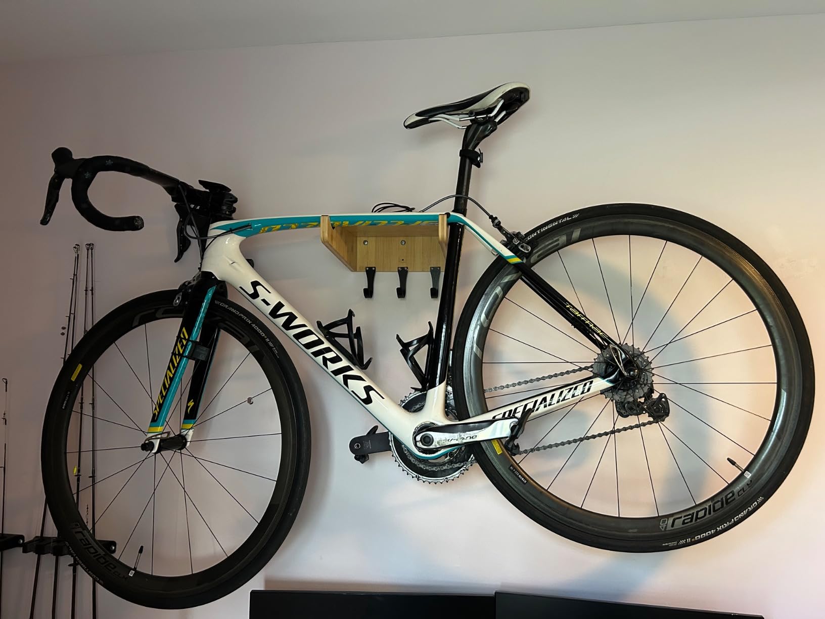 Bike Wall Mount - Indoor Bicycle Rack | Bamboo Bike Rack Storage with Detachable Hangers, Easy to Assemble customer photo 1