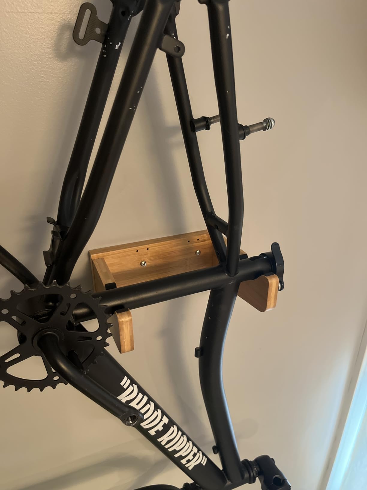 Bike Wall Mount - Indoor Bicycle Rack | Bamboo Bike Rack Storage with Detachable Hangers, Easy to Assemble customer photo 2