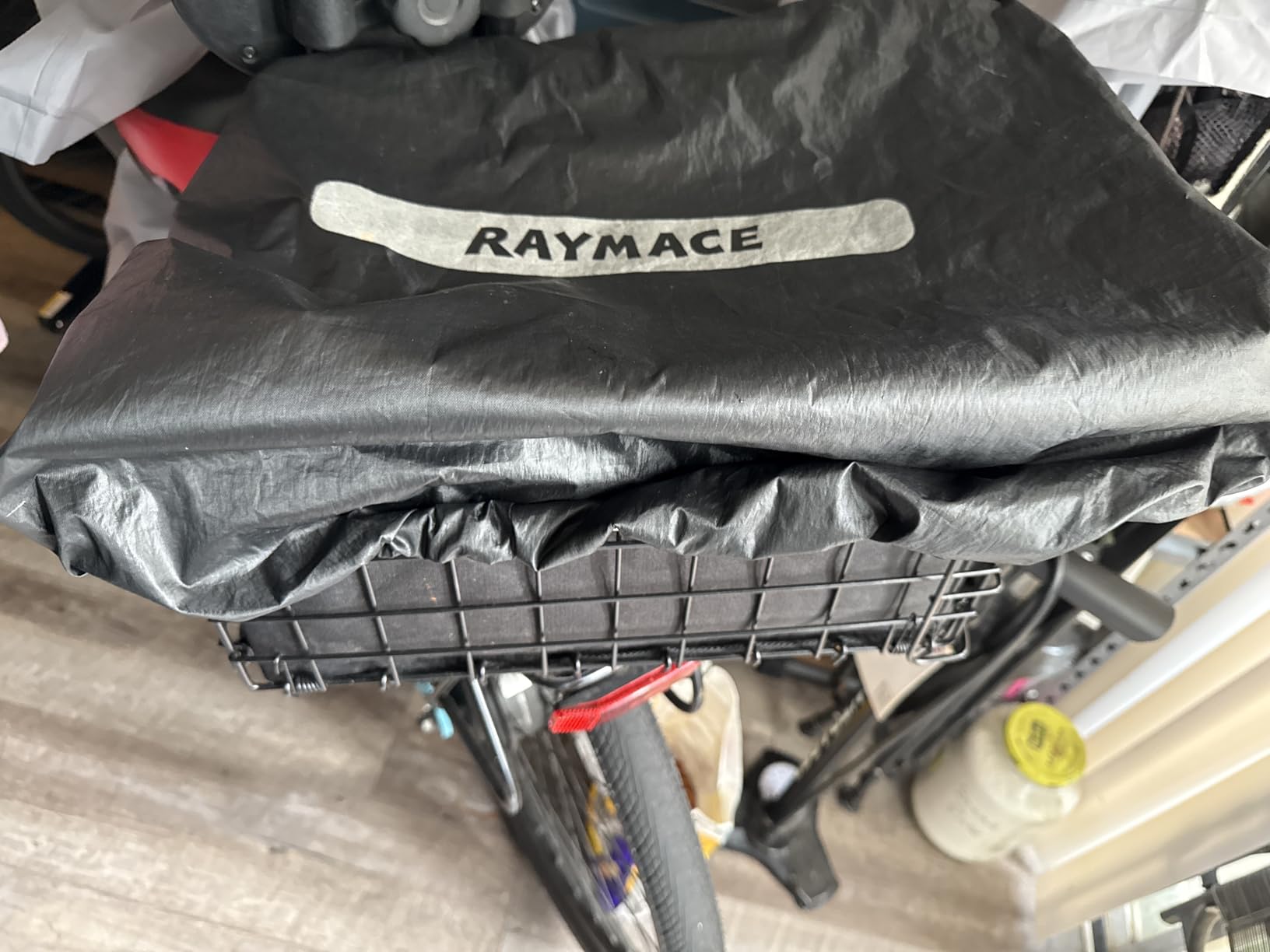 RAYMACE Bike Basket Rear,Bicycle Basket with Removable Liner,Rainproof Cover and Cargo Net,Folding Bike Baskets for Adult,Quick Release Design Fits for Most Rear Mounted Bike Rack customer photo 2