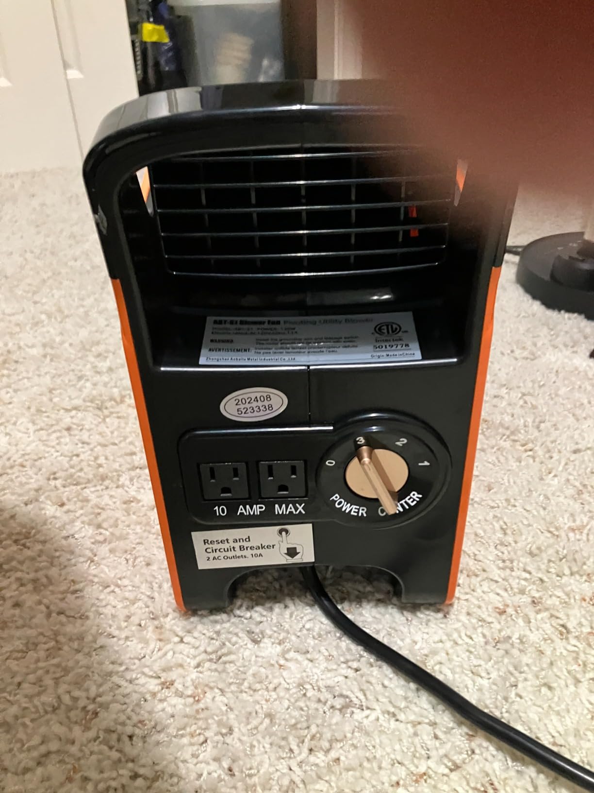Portable Blower Fan for Home: High Velocity Floor Fans for Cooling and Drying - Air Mover with 185 Degree Rotating for Bedroom, Garage, Shop and Gym, 3 Speeds Utility Fan with 2 AC Outlets, Black customer photo 2