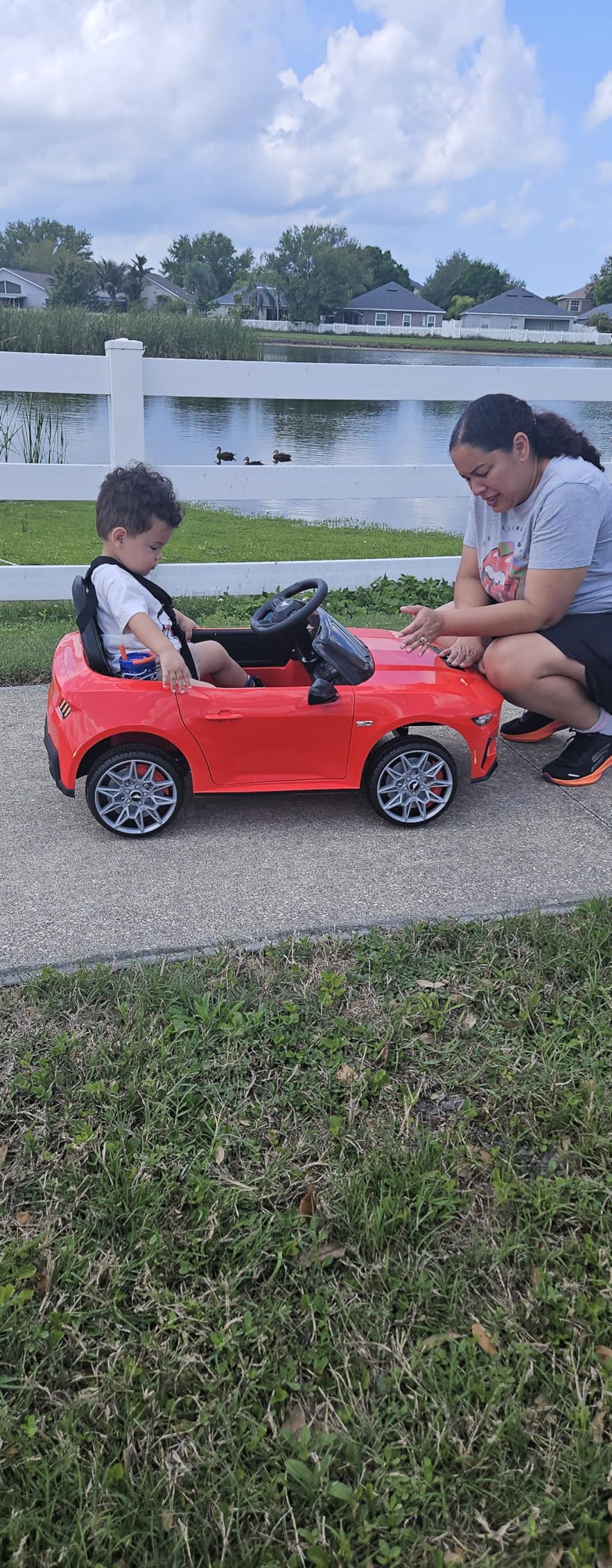 Best Choice Products Kids 12V Electric Ride On Car Officially Licensed Ford Mustang w/Parent Control, LED Lights, 2 Speeds, Bluetooth - Gray customer photo 2