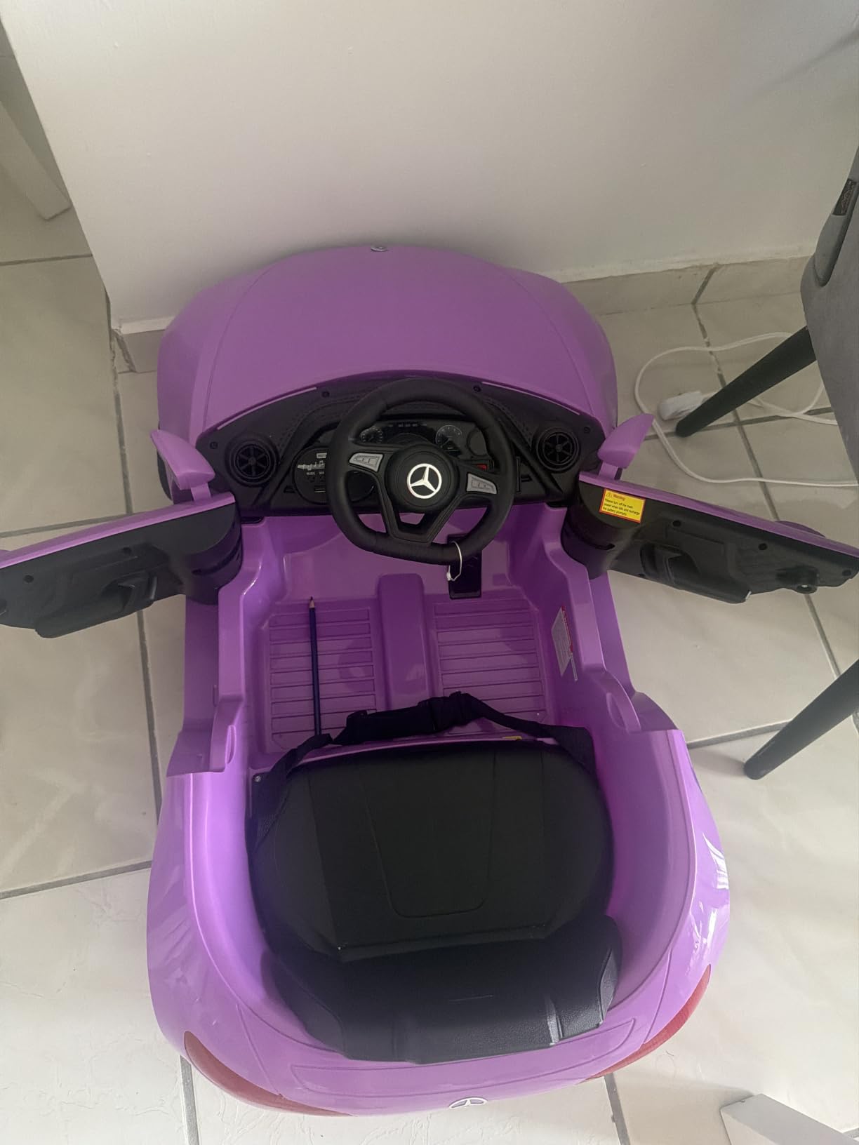 12V Kids Ride On Car with 2.4G Remote Control,Battery Powered Electric Car Ride On Vehicle Double Doors, Safety Belt,LED Light (SC-Purple) customer photo 1