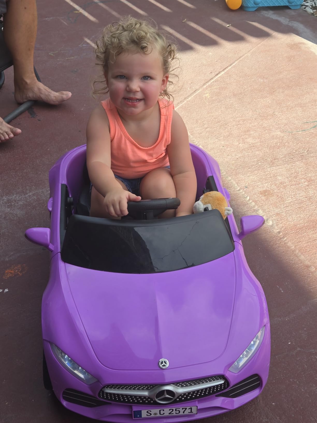 12V Kids Ride On Car with 2.4G Remote Control,Battery Powered Electric Car Ride On Vehicle Double Doors, Safety Belt,LED Light (SC-Purple) customer photo 2