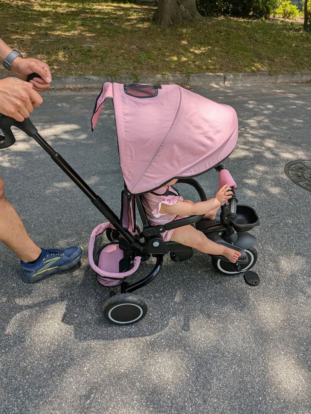 Toddler Tricycle with Push Handle, Folding Trike All-Terrain Wheels | Kids Tricycle with Removable & Adjustable Canopy, 5-Point Harness, Toddler Bike Tricycle for Kids 1-6 Years, Storage Basket customer photo 2