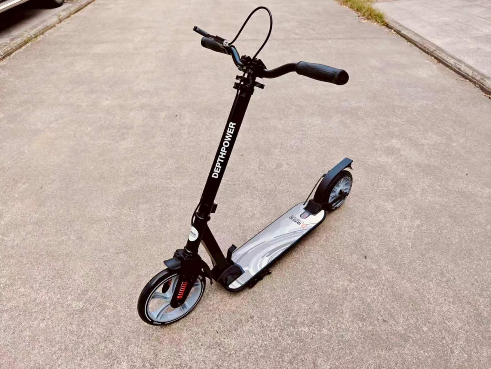 Big Wheels Kick Scooter for Kids Ages 6+, Teens and Adults, Max Load 300 LBS, Foldable - 2-Wheel Commuter Adult Scooters with Hand Brake & Shock Absorption, Adjustable Handlebar, Bearing ABEC9 customer photo 2
