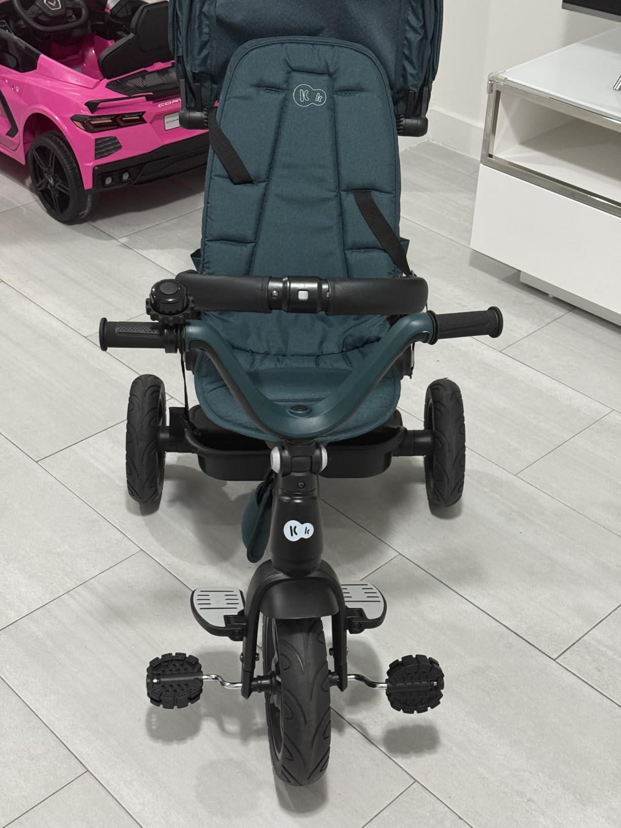 Kinderkraft EASYTWIST Tricycle for Kids Toddlers, Trike 5-in-1, Swivel seat 360 Rotation, Waterproof Material with UPF50+ Filter, Adjustable Parent Handle, Green customer photo 1
