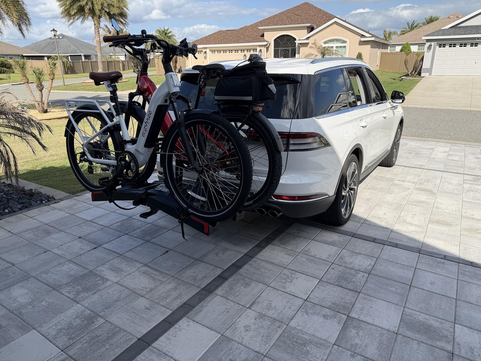 Eco Pro Upgraded 200lbs EBike Rack with Ramp for 2 E-Bikes, Hitch EBike Rack for Cars SUVs Trucks, Foldable Tilting Bike Rack Platform for Tow Hitch 2
