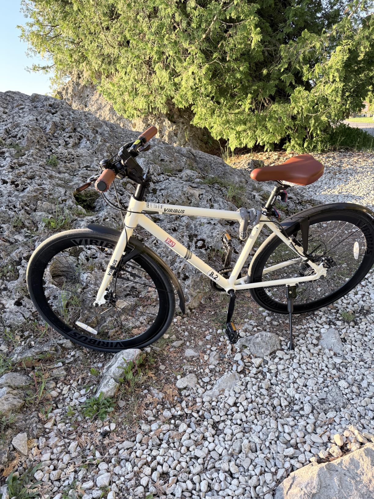 VIRIBUS Hybrid Bikes, 28 inch Road Bike 7 Speed with Lightweight Aluminum Frame, 700C Wheels, Hybrid Bicycle for Men Adult, City Commuters customer photo 2