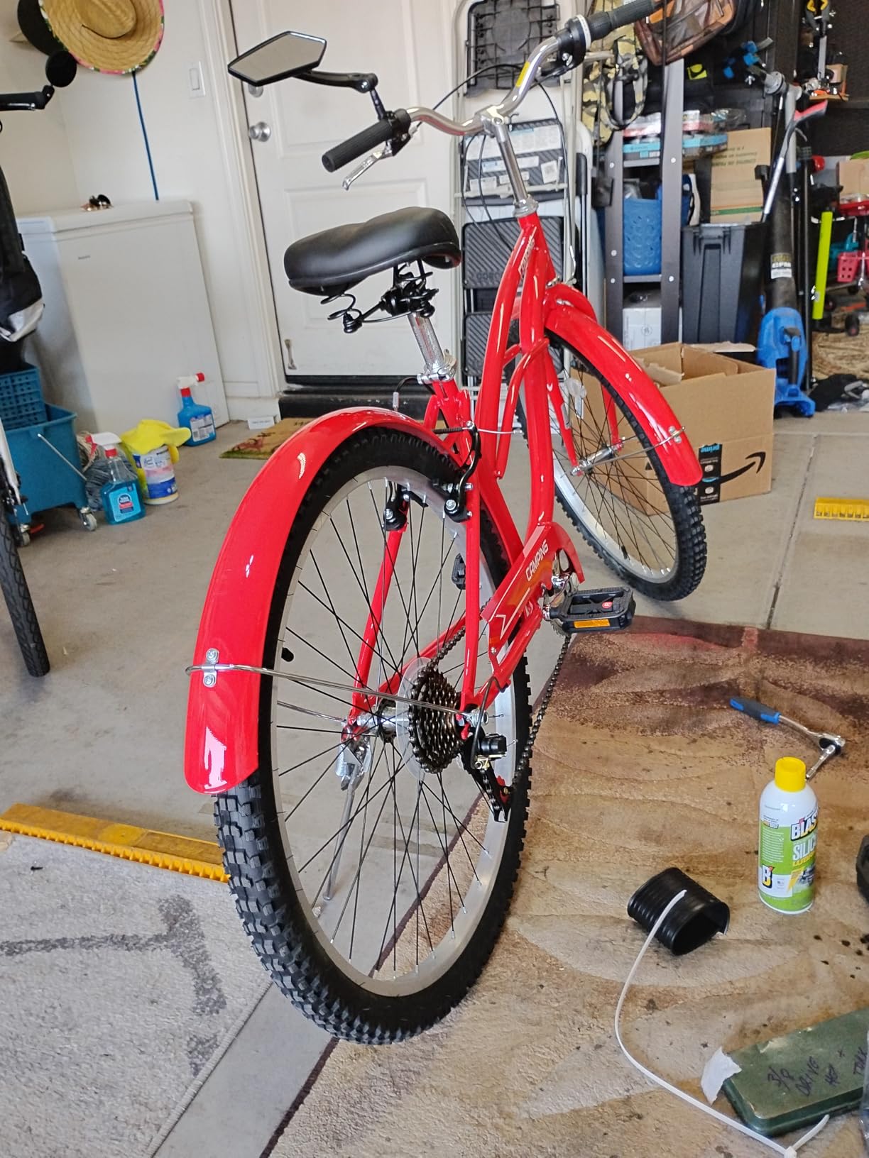 CamPingSurvivals Women Bike, 26 Inch Beach Cruiser Bike, 7 Speed Commuter Bicycle with Ergonomic Upright Frame, Full Front & Rear Fenders (Green/Black/Red) customer photo 1