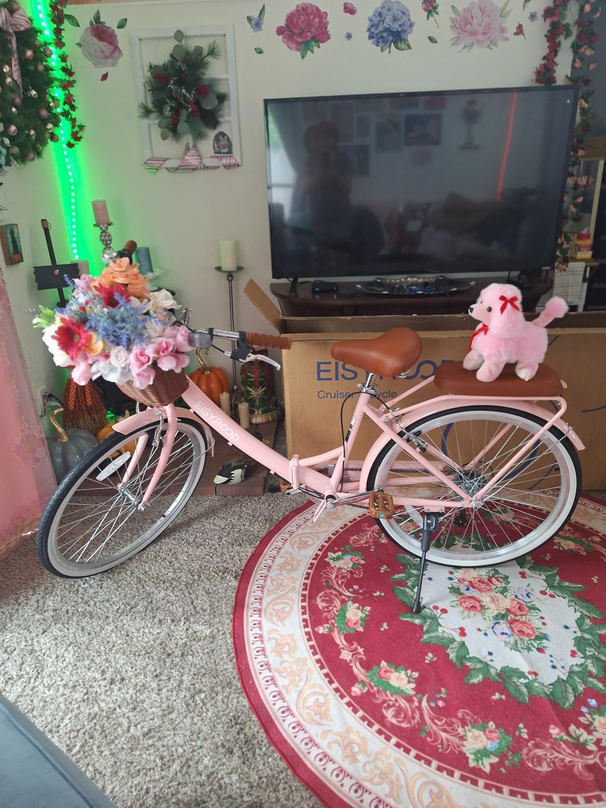 26 Inch Folding Beach Cruiser Bike for Women, 7-Speed Ladies Bike with Basket & Rack, Perfect for City Commuting customer photo 1