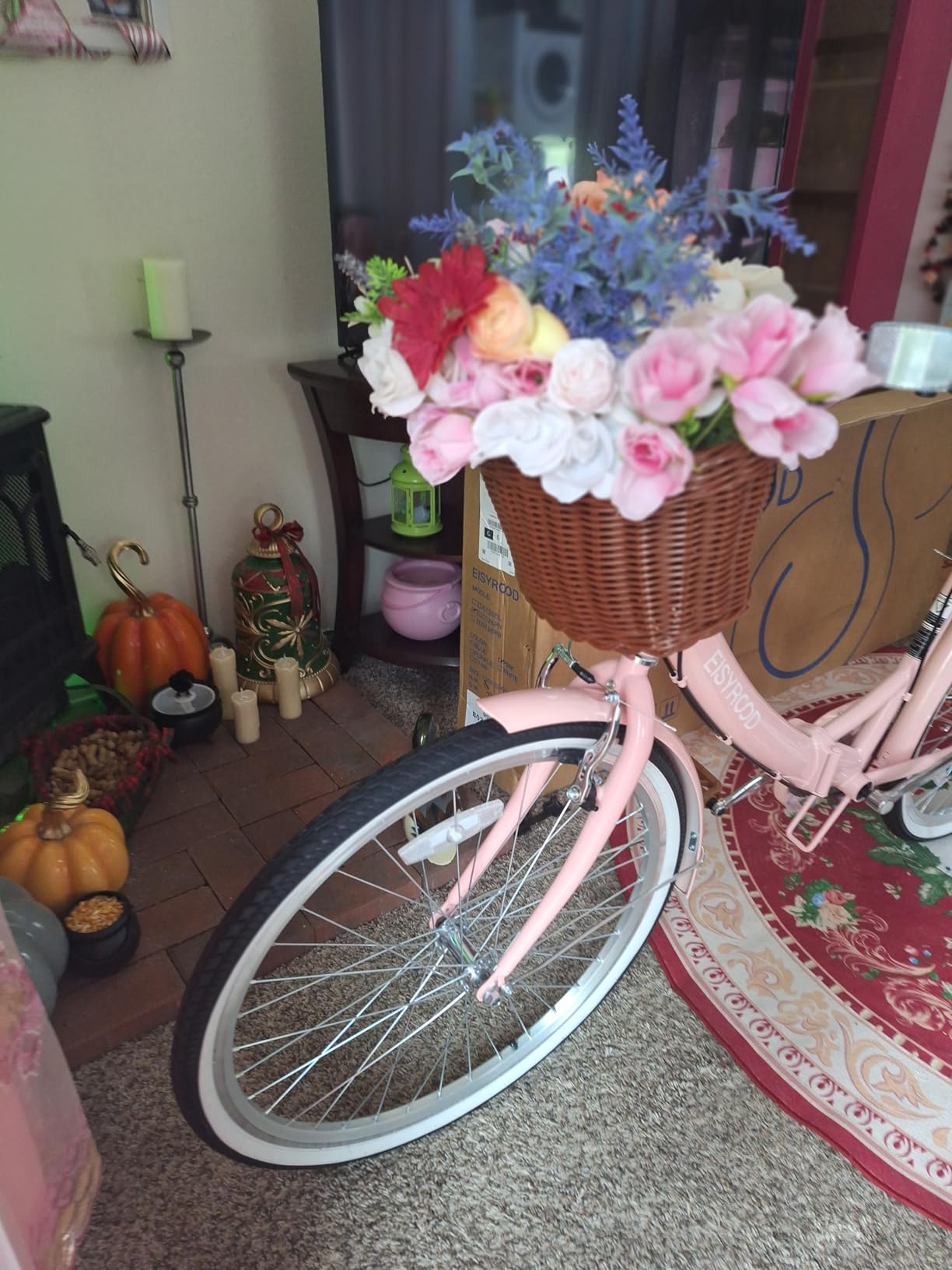 26 Inch Folding Beach Cruiser Bike for Women, 7-Speed Ladies Bike with Basket & Rack, Perfect for City Commuting customer photo 2
