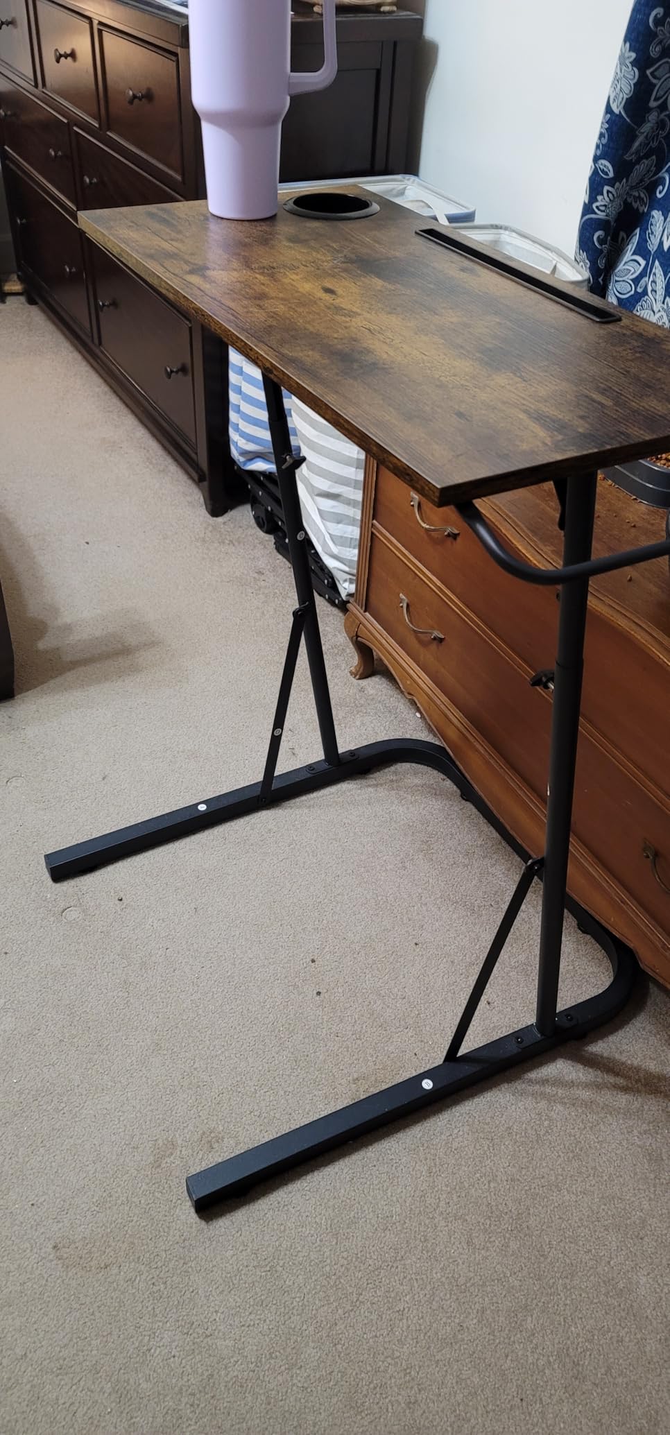 Weysat Treadmill Desk Adjustable Standing Workstation for Walking Pad & Exercise Bike, Indoor Cycling Trainer Desk with Cup Holder Tablet Slot, Fitness Laptop Workstation for Home Office customer photo 1