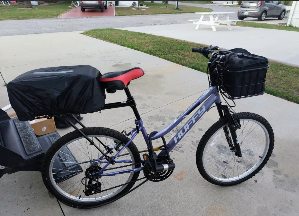 CDYWD Bike Basket Rear for Men Women, Large Bicycle Rack Basket for Adult Bikes with Removable Liner Bag & Waterproof Cover, Heavy Metal Back Cargo Basket for Ebike, Mountain Bike, City Bike, Cruiser customer photo 1