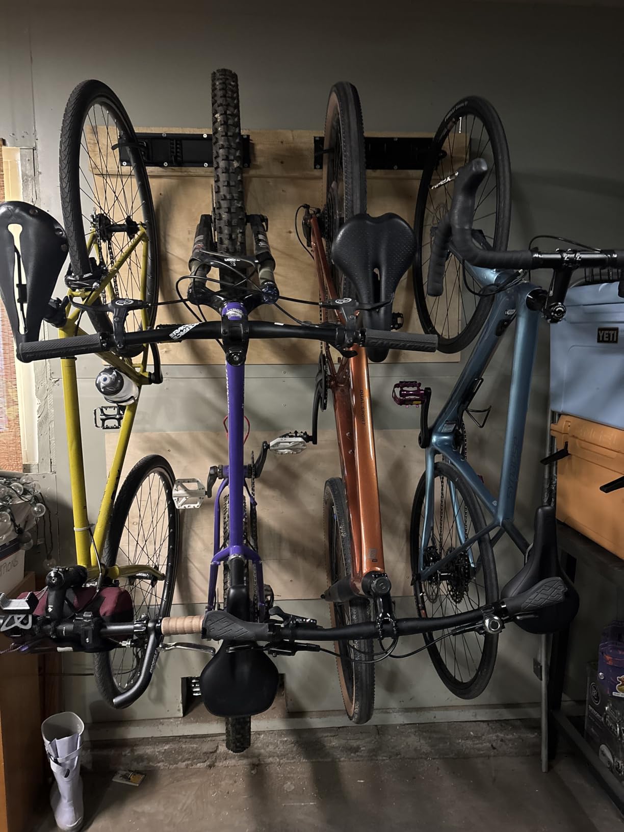 Housolution Bike Storage Rack 64Inch for 6 Bikes + 5 Helmets, Up to 500lbs, Heavy Duty Bike Hangers for Garage, Bike Hooks for Garage, Solid Steel Bicycle Storage, Bike Wall Mount, New Black customer photo 2
