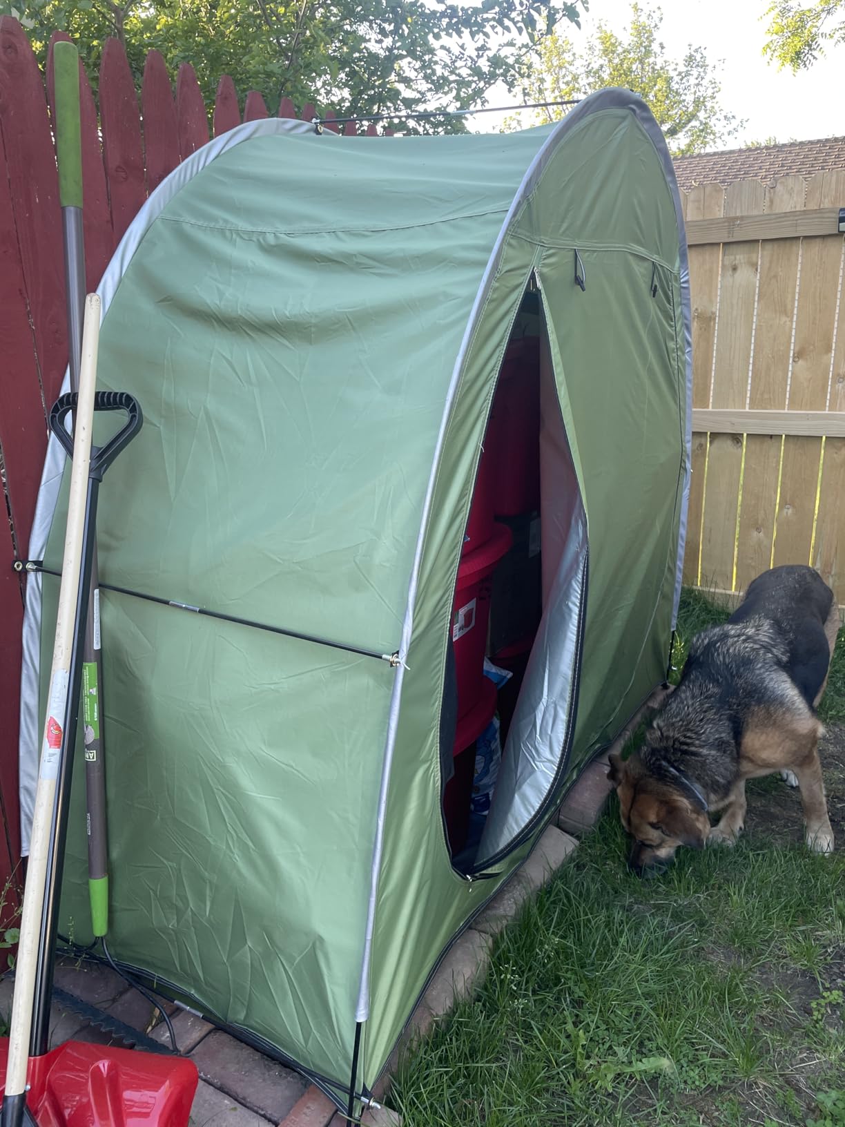 Bike Storage Tent for 2-5 Bikes, Outdoor Waterproof Shelter, Outdoor Shed with Thick Waterproof Fabric, 30% More Top Space, Easy Setup, Portable Cover for Garden Tools & Motorcycles customer photo 1