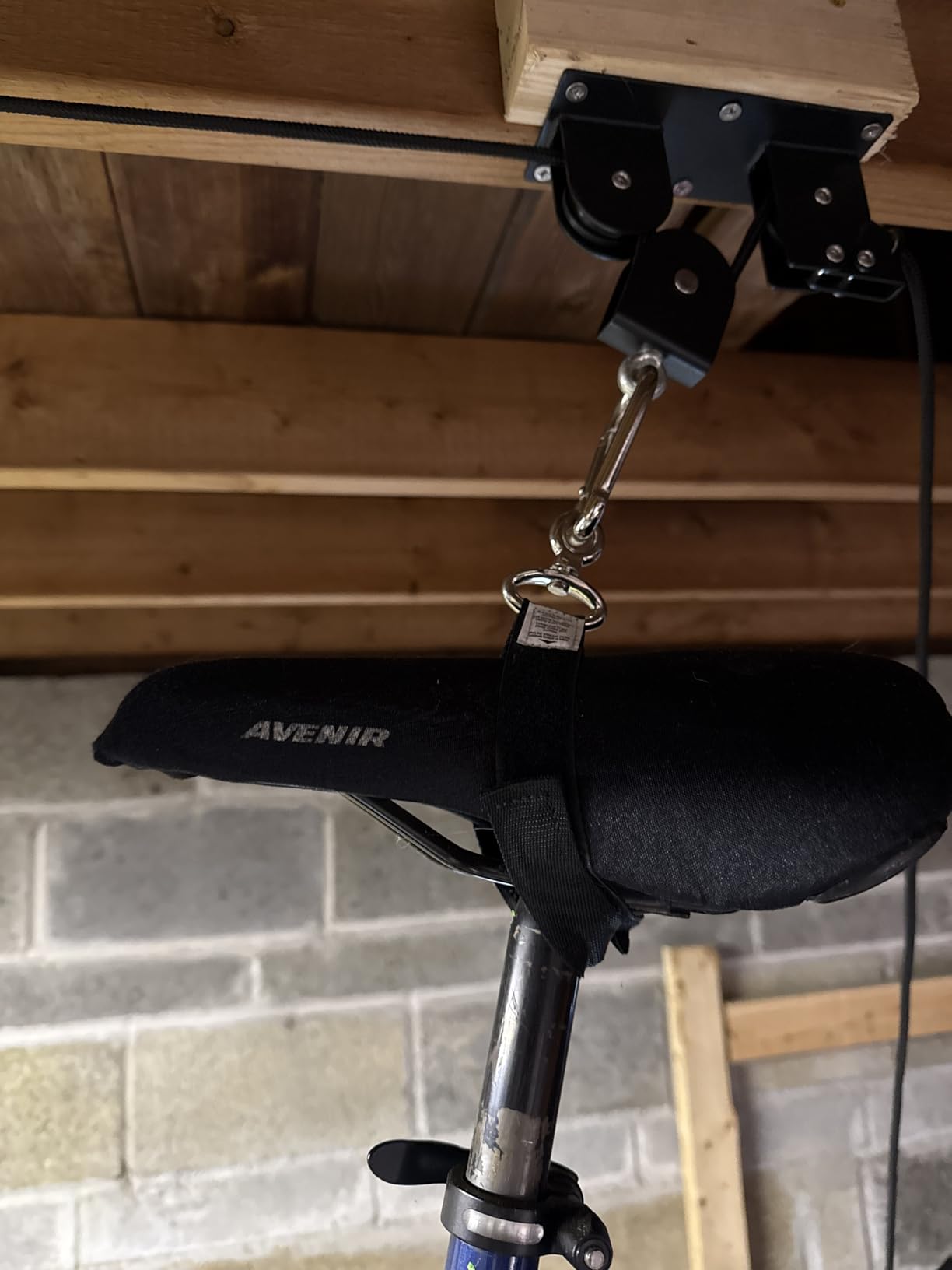 TRUSOON Bike Hoist, Heavy Duty Ebike Lift Pulley System for Garage Ceiling Overhead Storage for Bicycle, Ladders, Snowboard, Holds Up to 85 lbs Capacity, Fit 10-16 Foot High Ceilings customer photo 1